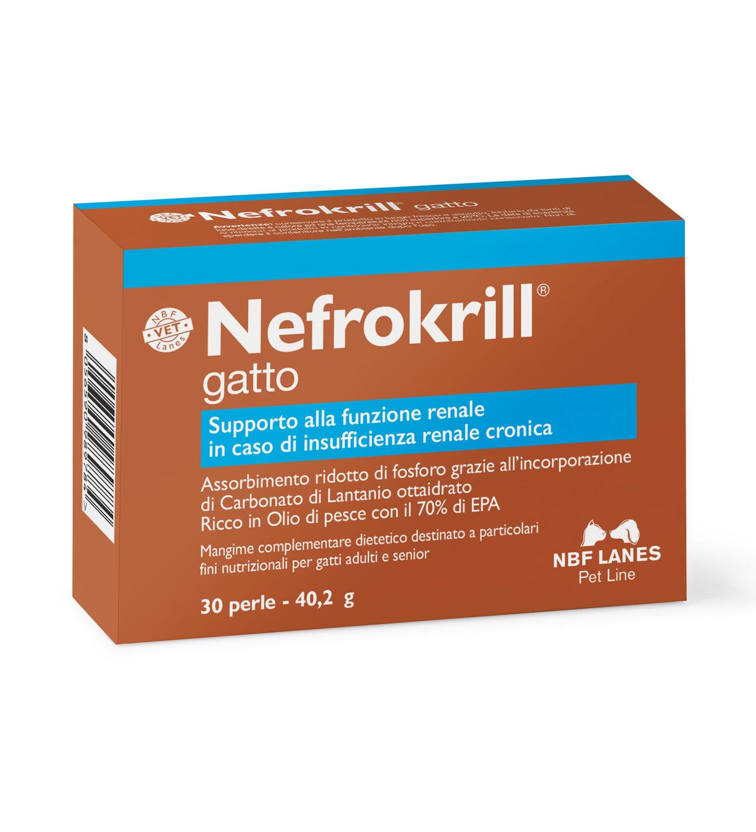 NBF Lanes | Nefrokrill Cat 30 Softgel Pearls Support for Kidney Function in Chronic Kidney Failure for Adult and Senior Cats - Buy Online on GoSupps.com