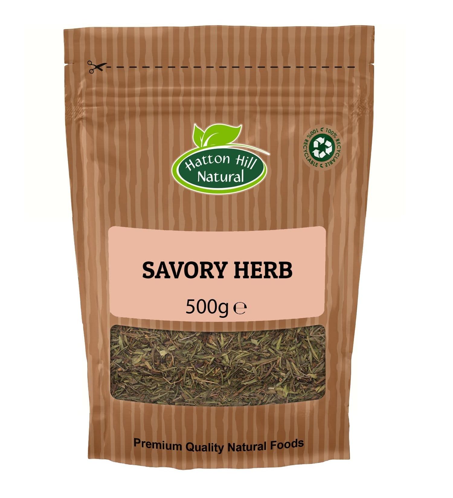 Savory Herb 500g by Hatton Hill | Mediterranean Herbs Non-GMO Summer Cut Leaves Great for Herbal Tea and Cooking.
