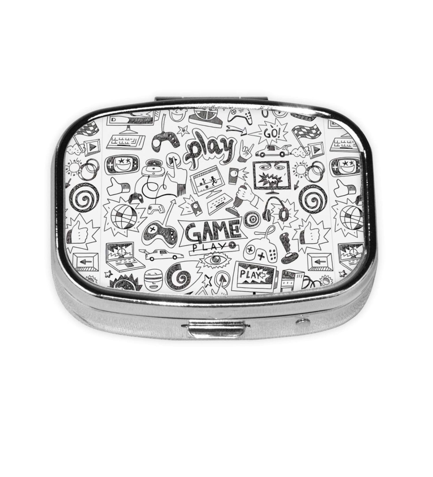 Video Game Boys Print Pill Organizer - Travel Mini Pill Box with 2 Compartments | Perfect for Gamers - Buy Online on GoSupps.com