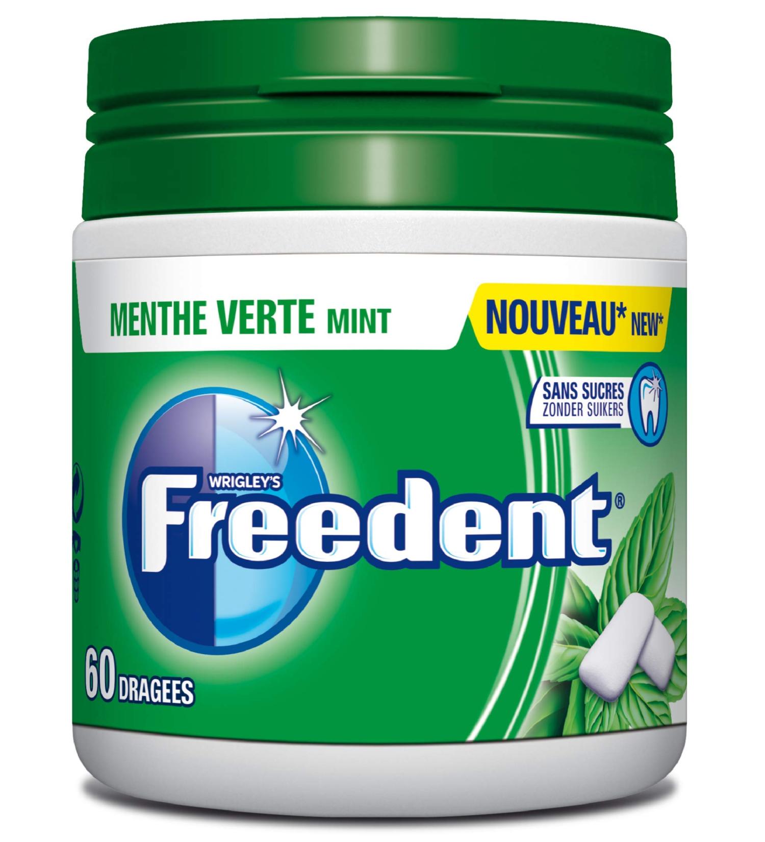 FREEDENT - Green Mint - Box of 60 Sugar-free Chewing Gum Dragees (Set of 4) - Buy Online on GoSupps.com