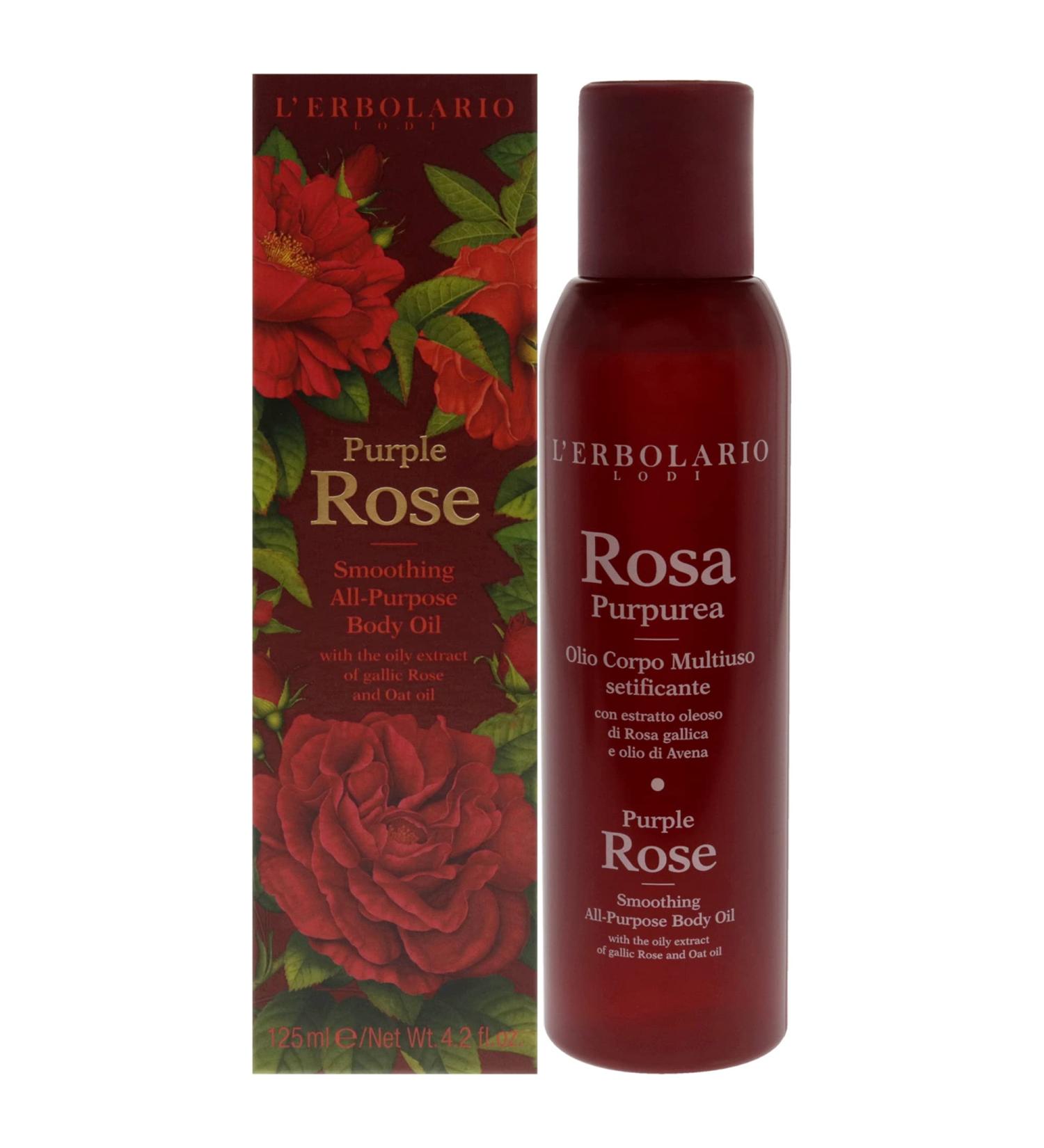 L'Erbolario Purple Rose Body Oil - Scented Moisturizer for Soothing Massage & Smooth Skin - 4.2 oz - Ideal for Dry & Sensitive Skin - International Shipping Available - Buy Online on GoSupps.com