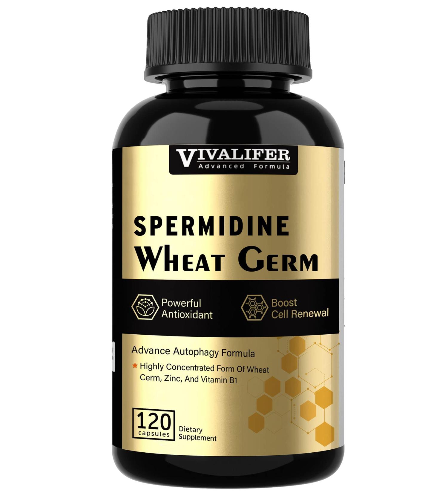 Spermidine Wheat Germ 1500mg Capsules | Organic Extract with Zinc | Anti-Aging & Antioxidant Support | Immune & Cell Renewal | 120 Count - Buy Online on GoSupps.com