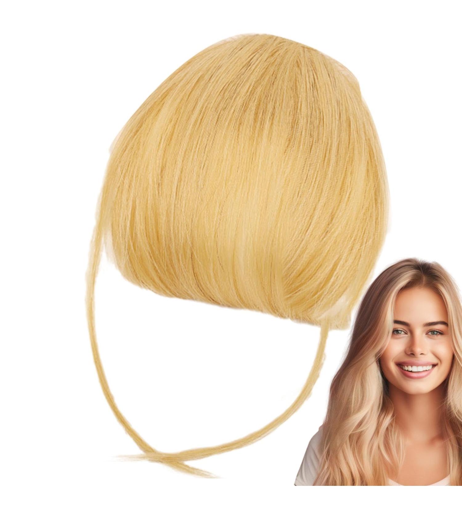 Bang Extensions Clip Human Hair - French Bangs Clip on Fake Bangs Fringe - Natural Color Fringe Hairpieces Stylish Neat Bangs Hair Extension for Girls Women 613# - Buy Online on GoSupps.com
