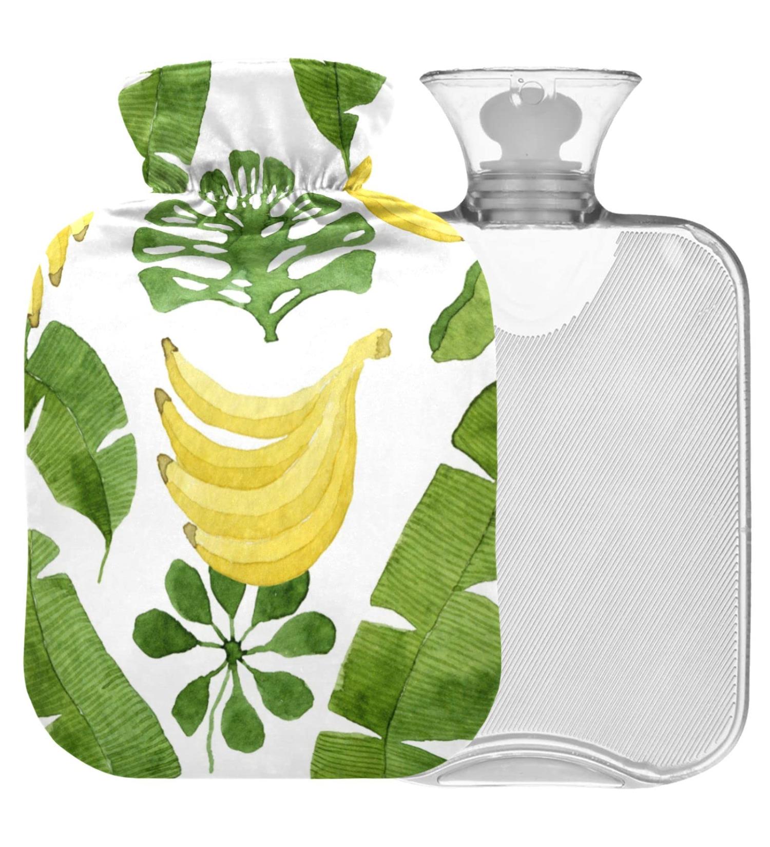 Naanle Banana Palm Leaves Heat Bottle 1L - Transparent Hot Water Bottle for Pain Relief & Therapy - Ideal for Bed Hand & Foot Warmth - Buy Online on GoSupps.com