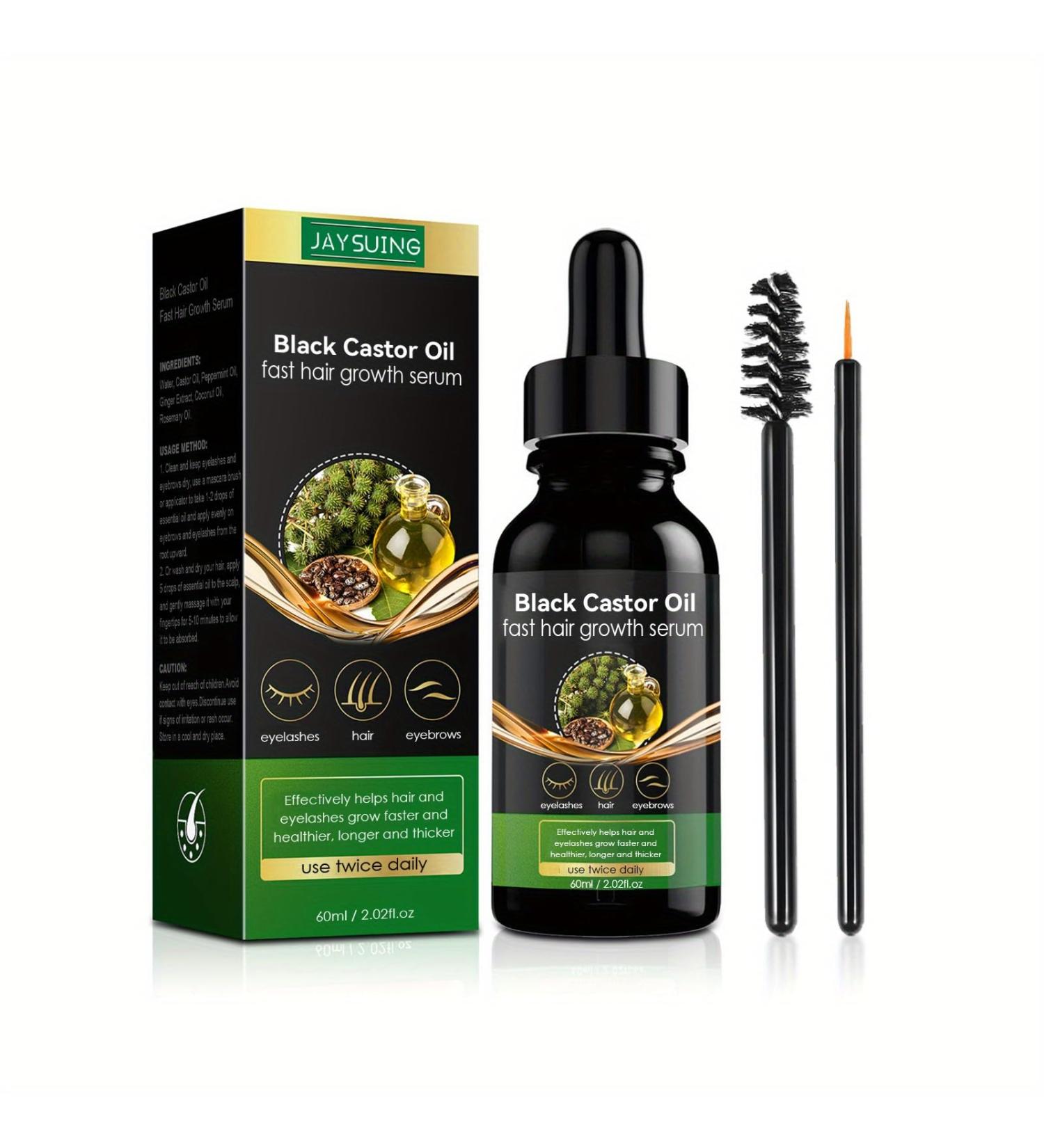 2 PCS Organic Black Castor Oil - Cold Pressed Unrefined Massage Oil for Hair Skin & Eyelashes | Moisturizing in Glass Bottle - Buy Online on GoSupps.com