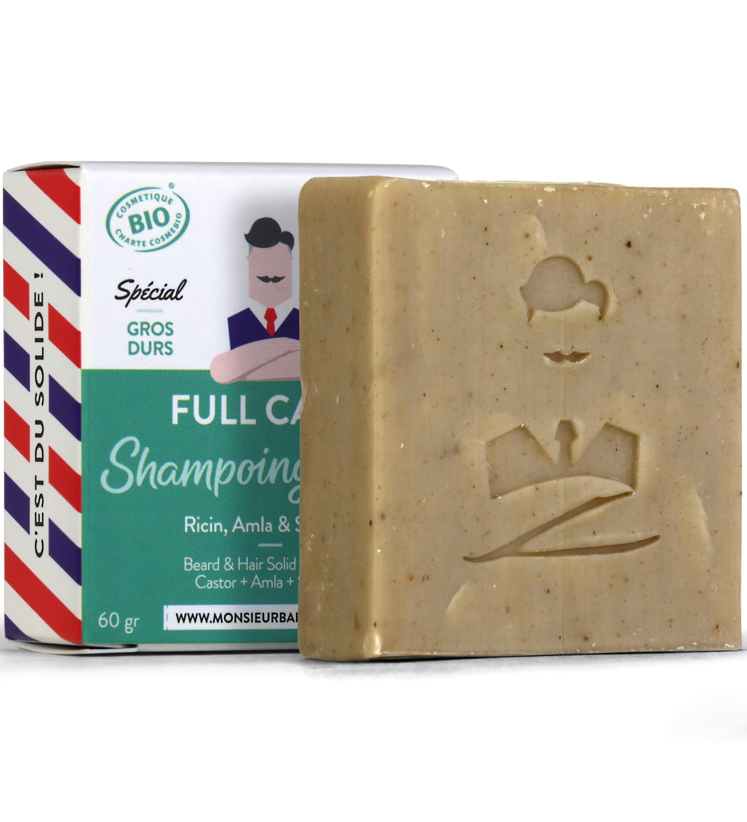 Monsieur BARBIER | Ultra-foaming Solid Shampoo | 100% natural vegan organic and COSMOS ORGANIC certified | Castor Amla & Shikaka | 60g soap - Buy Online on GoSupps.com