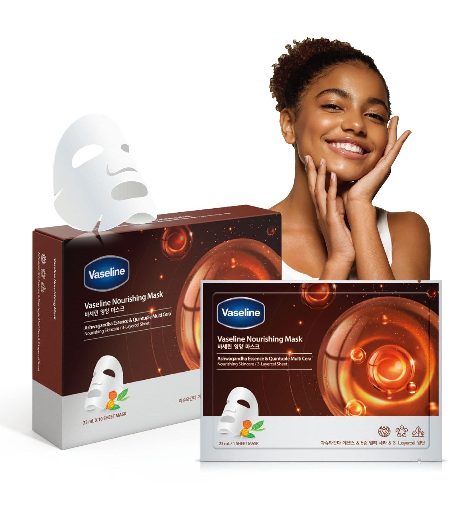 Vaseline Nourishing Face Mask Sheet - Hydration & Skin Barrier 10 Count Made in Korea | Shop Internationally - Buy Online on GoSupps.com