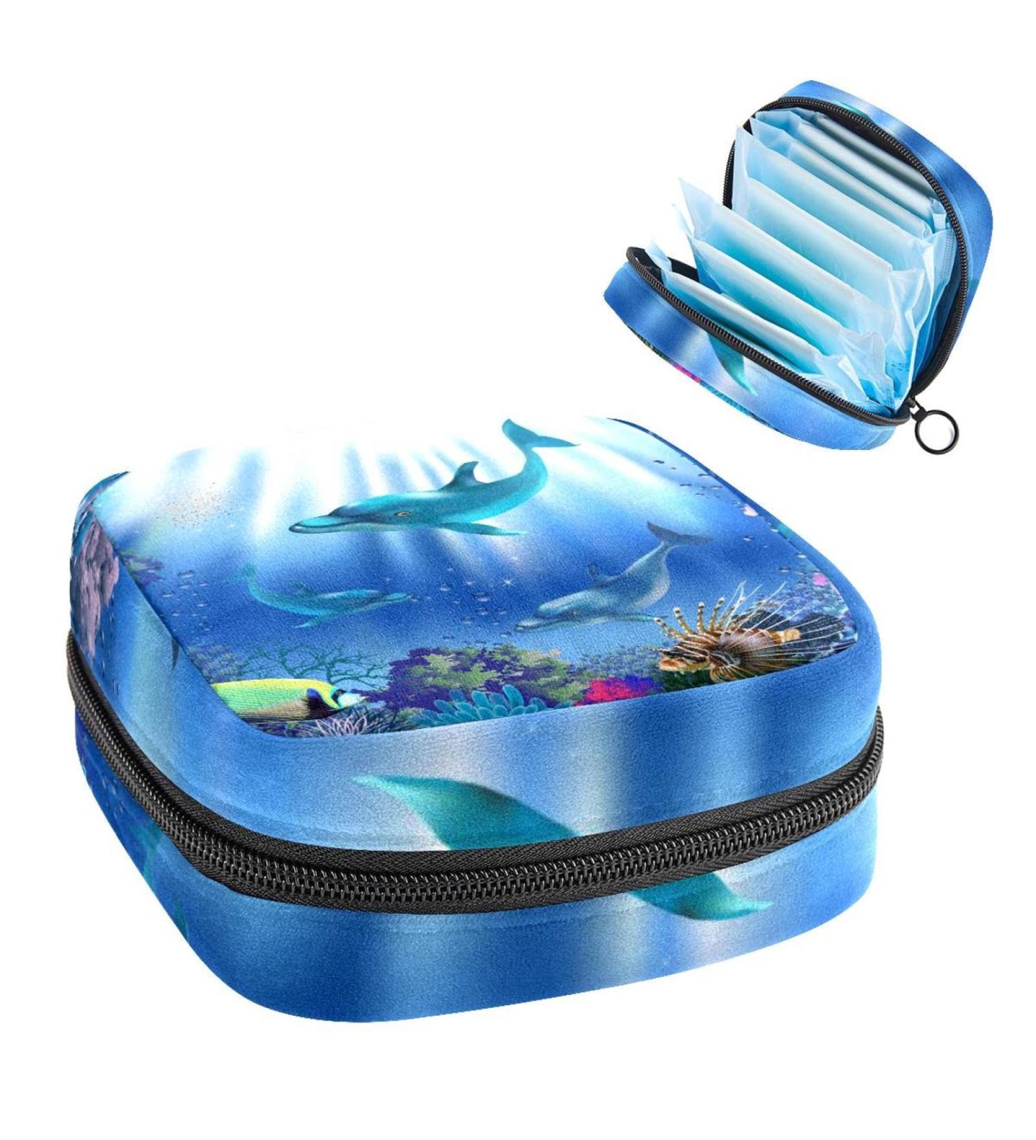 Women s Bonds Storage Pockets Stillpad Holder - Underwater World Dolphins Portable Period Kit - Feminine Product Bag for Girls - Buy Online on GoSupps.com
