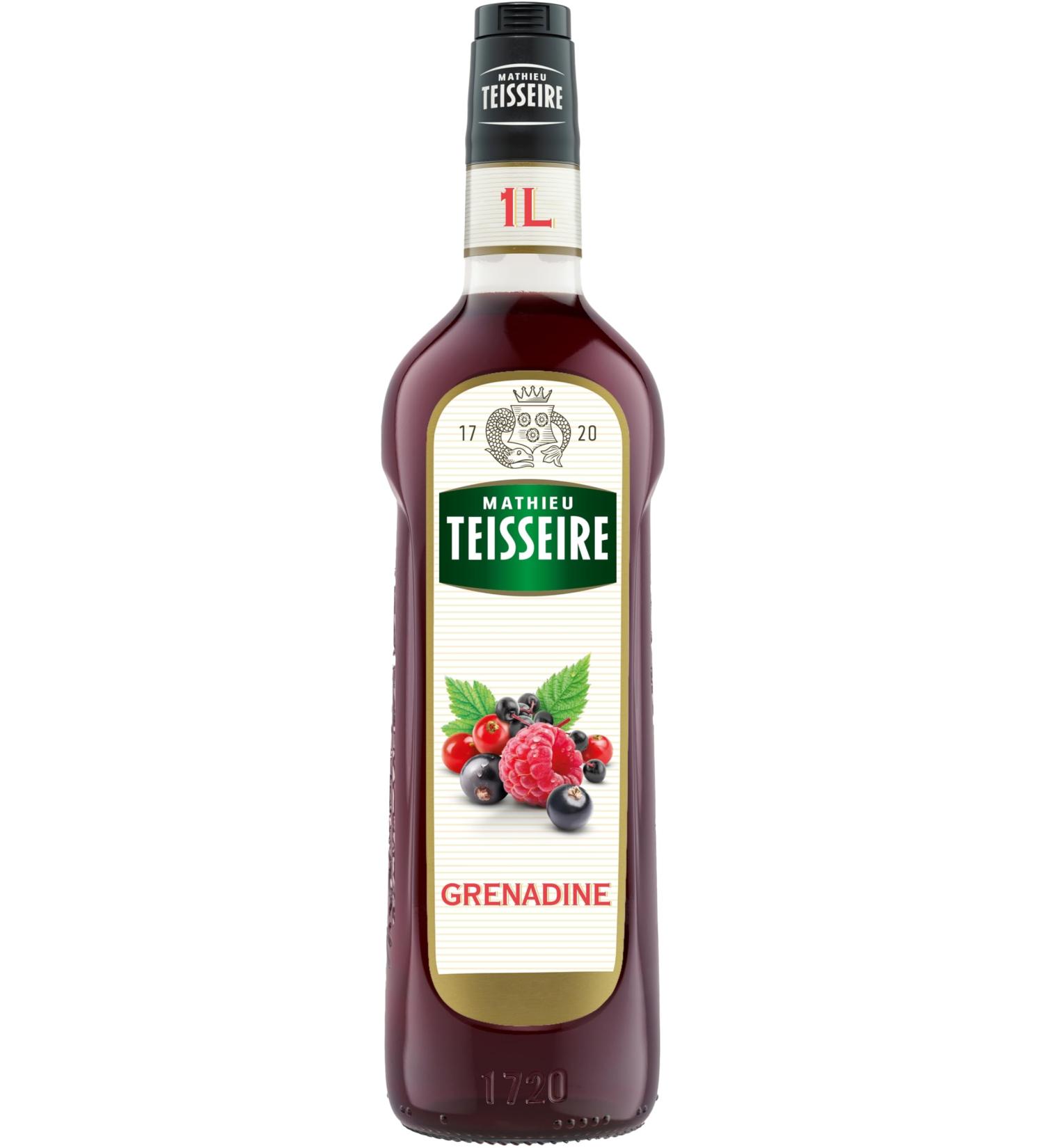 Mathieu Teisseire Grenadine Syrup for Drinks Juice Lemonades Sodas Cocktails with or without Alcohol 1L Bottle - Buy Online on GoSupps.com