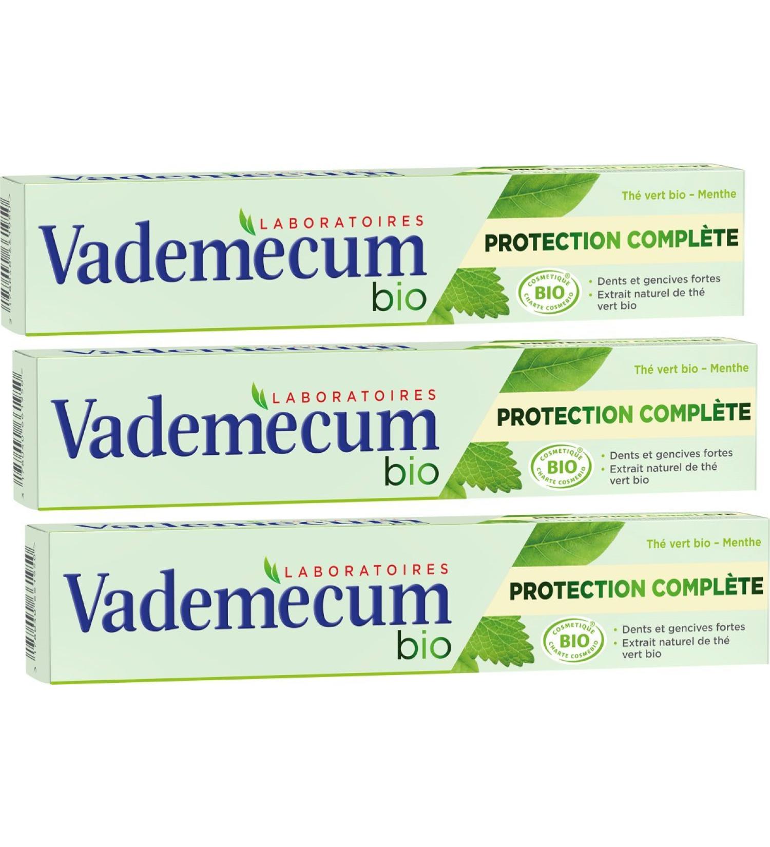  Vademecum Vademecum - Complete Protection Toothpaste - Certified Organic - Organic Green Tea and Mint - 99% Naturally Derived Ingredients - 75ml Tube - Pack of 3 - Buy Online on GoSupps.com
