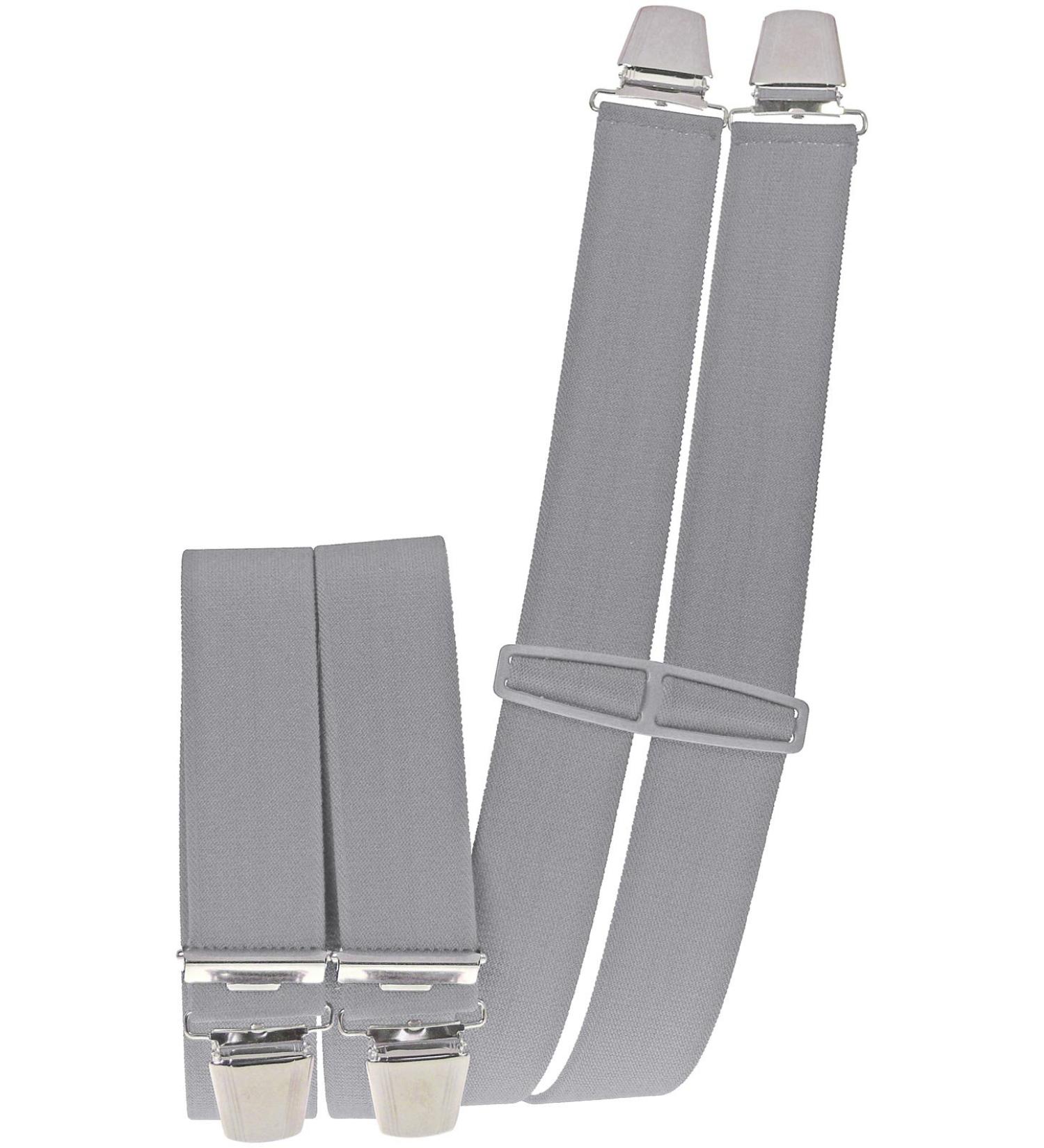 Harry's Collection Men's Suspenders - 4 Extra Strong Clips Plain Design One Size Light Grey - Shop Worldwide - Buy Online on GoSupps.com