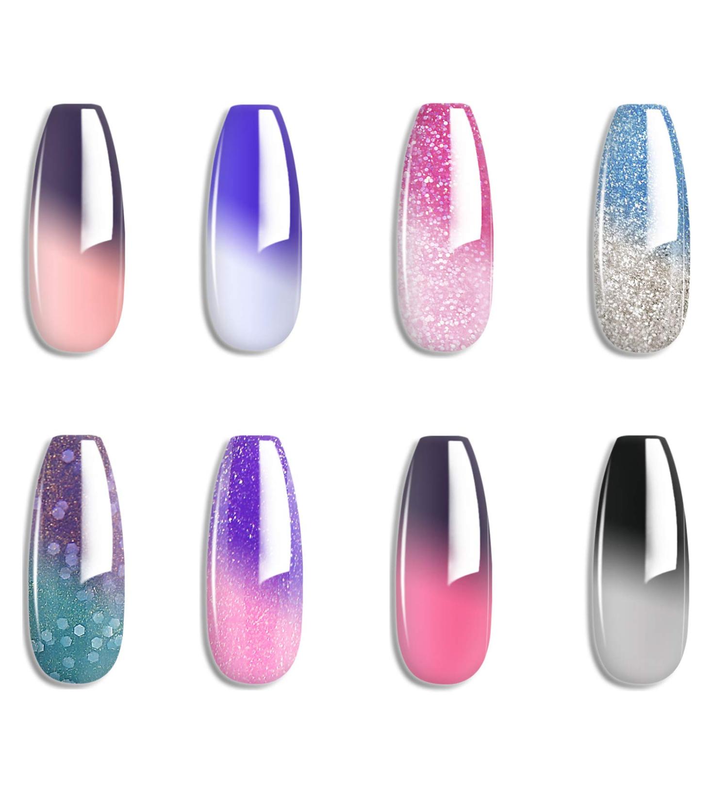 Omainy Color Changing Gel Nail Polish Set - 8PC-001 | Purple Blue Pink Red Laverder Wind Black UV LED Thermal Temperature Art - Buy Online on GoSupps.com