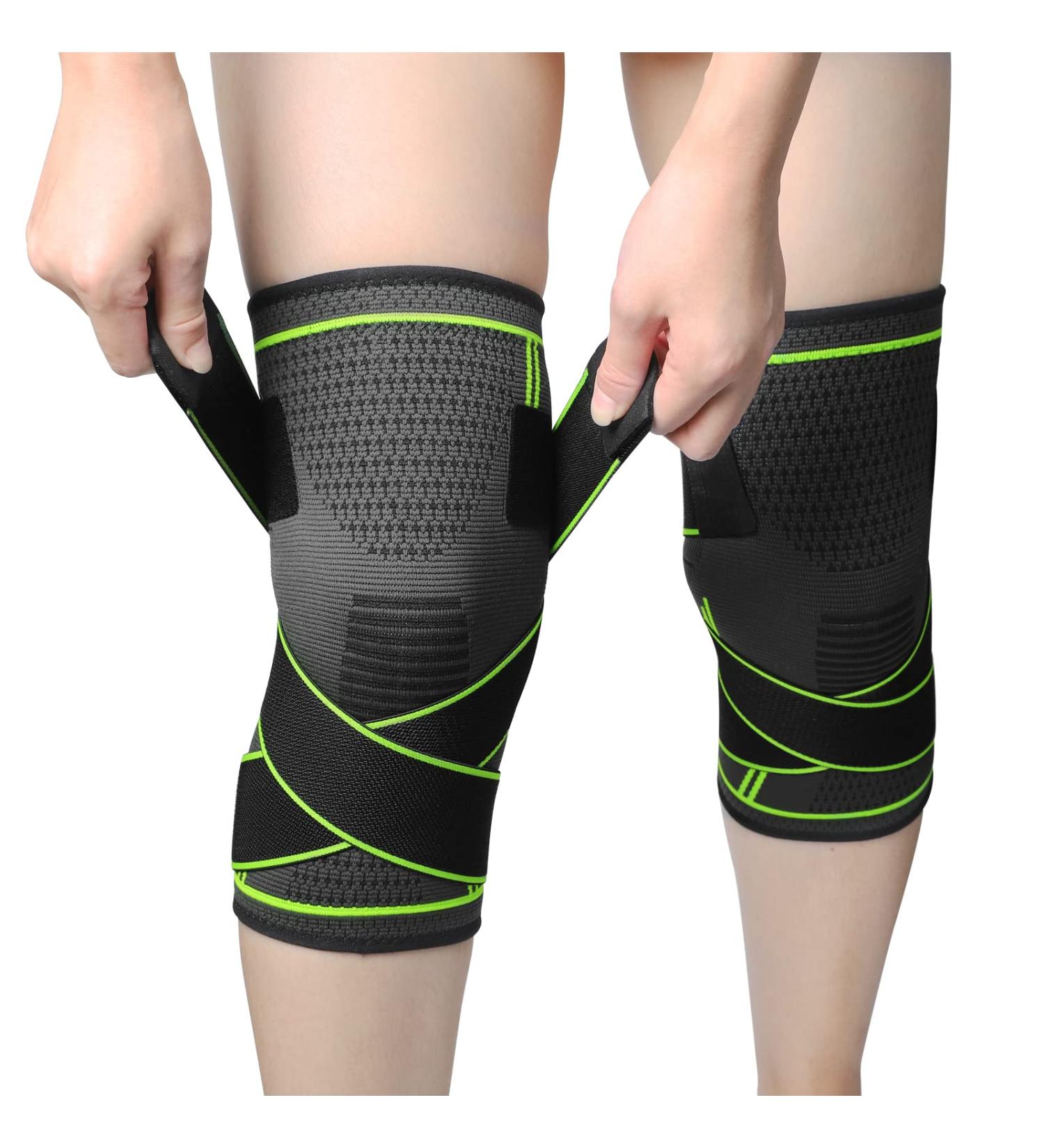 Milaiun Kniebandage - 2 Pack Sports Knee Supports for Men & Women | Non-Slip Unisex Knee Orthosis for Outdoor Sports & Strength Training (Green 2XL) - Buy Online on GoSupps.com