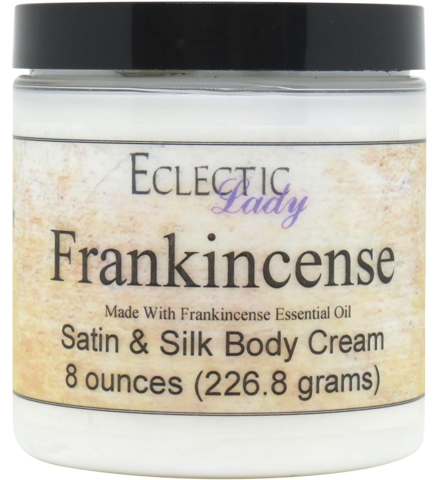 Eclectic Lady Frankincense Satin and Silk Cream Body Cream Body Lotion 8 oz - Shea Butter Aloe Silk Amino Acids Vitamin E Phthalate-Free Handcrafted in USA - Perfect For Women 8 Ounce
