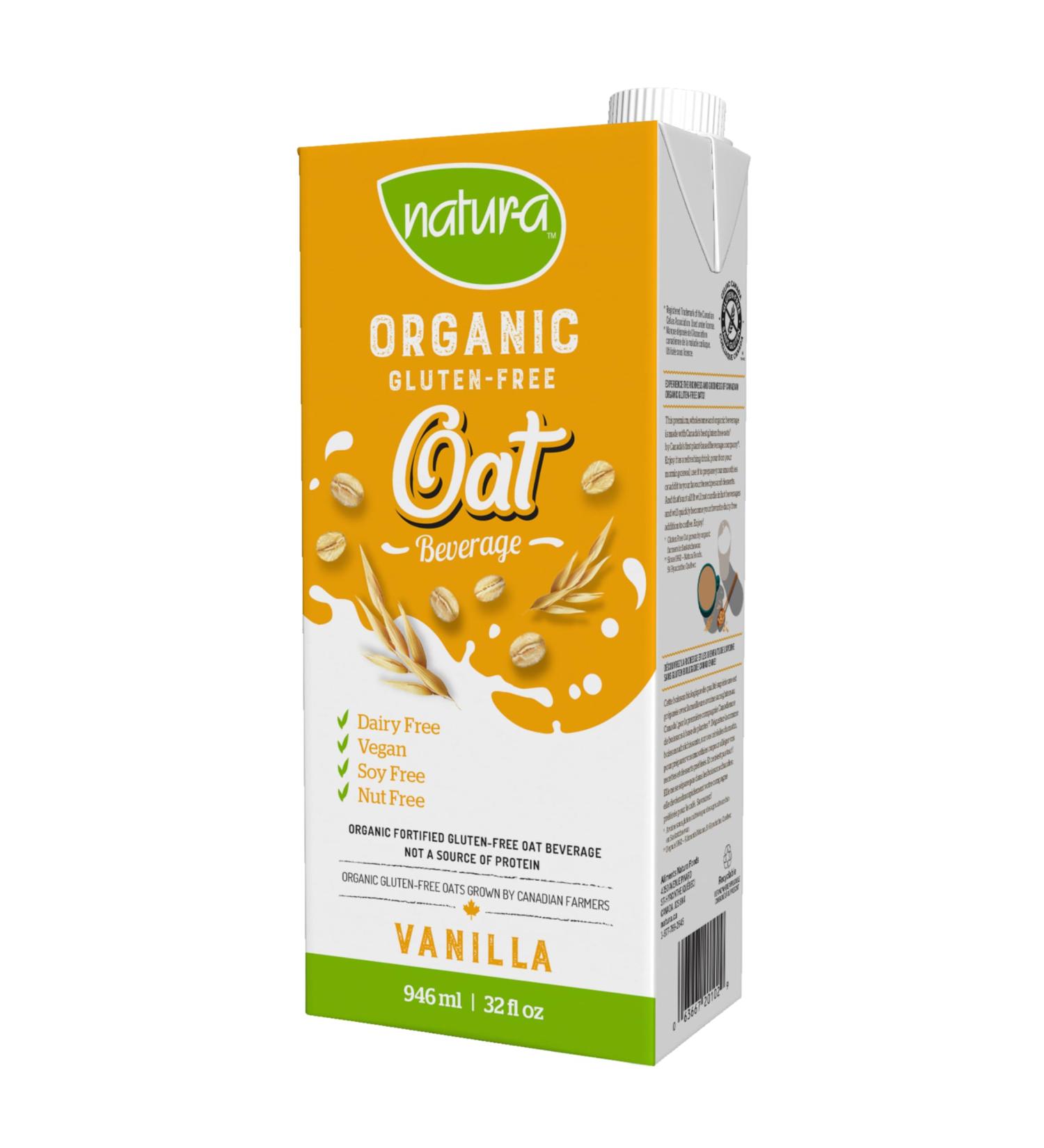 NATURA Vanilla Oat Milk - Organic & Gluten Free - Dairy Free - Vegan - Shelf Stable - Plant Based Beverage - Non-GMO - Made in Canada | 946ml Vanilla - Oat - Buy Online on GoSupps.com