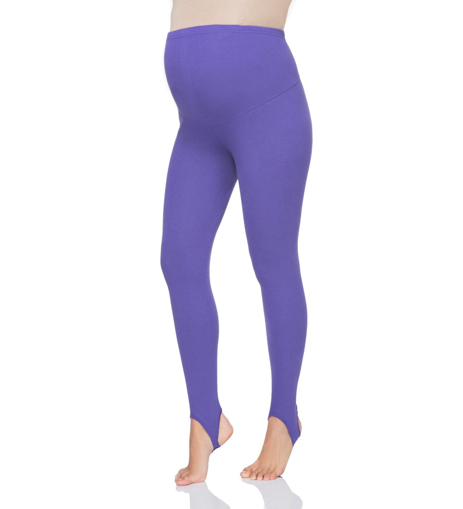 FUTURO FASHION Women's Maternity Fleece Lined Leggings Stirrup Comfortable Pregnancy Winter Cotton Leggings Over Bump Belly Support Stretchy Adjustable High Waisted Pants 8-22 UK 14 Violet