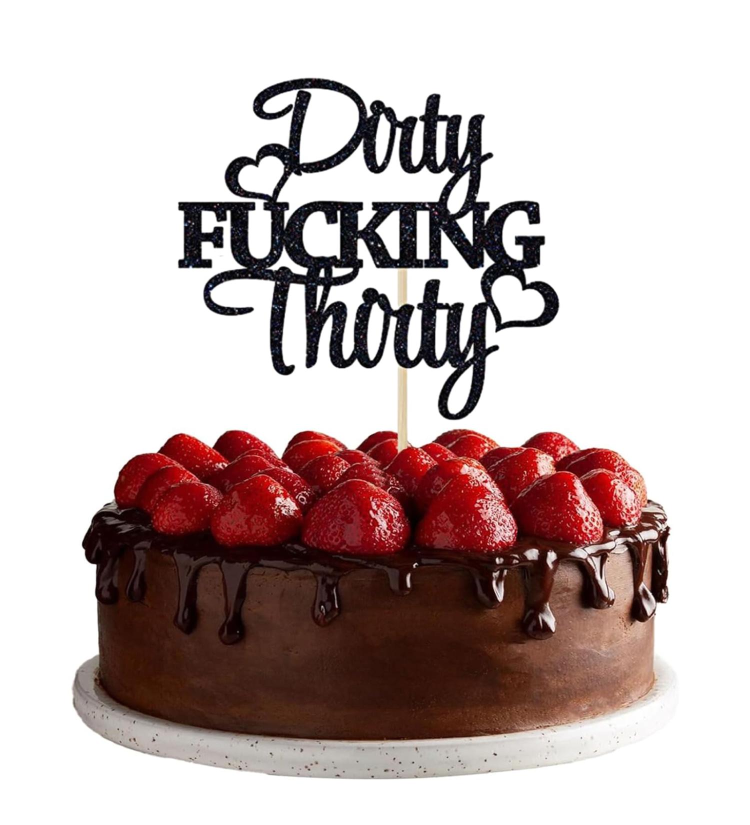VIKY Glitter 30th Birthday Cake Topper - Dirty Thirty Man & Woman Decoration | Perfect for 30th Birthday Party Decor - Buy Online on GoSupps.com