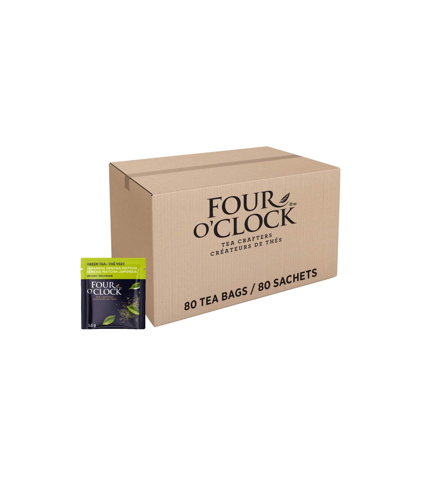 Four O'Clock Japanese Sencha Matcha Green Tea Organic Non-Gmo Kosher Gluten-Free 80 Teabags - Buy Online on GoSupps.com