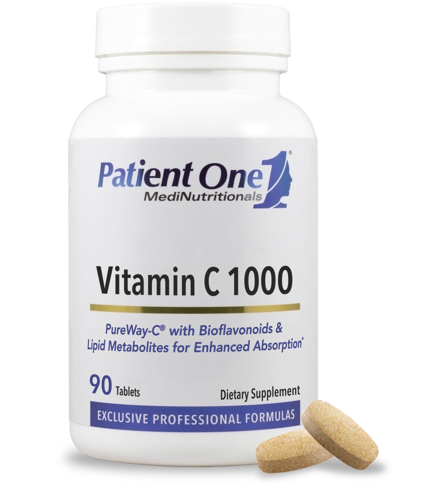 Patient One Vitamin C 1000 mg | Supplement to Support Immune System Health* | Lipid Matrix Plus Bioflavonoids for Enhanced Absorption | 90 Tablets - Buy Online on GoSupps.com