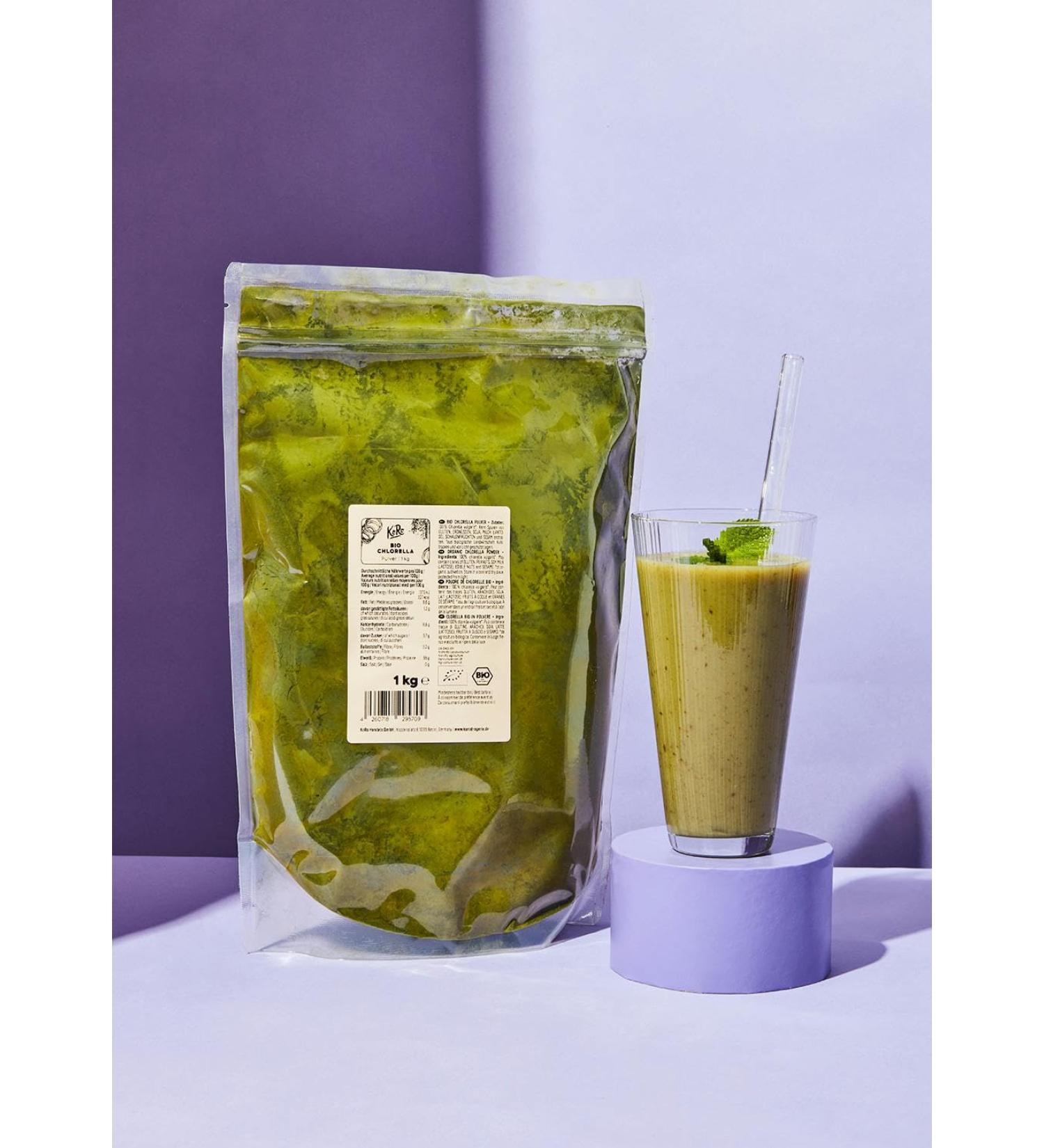 KoRo - Organic Chlorella Powder 1kg - 100% Chlorella - Vegan - Rich in Protein - Buy Online on GoSupps.com