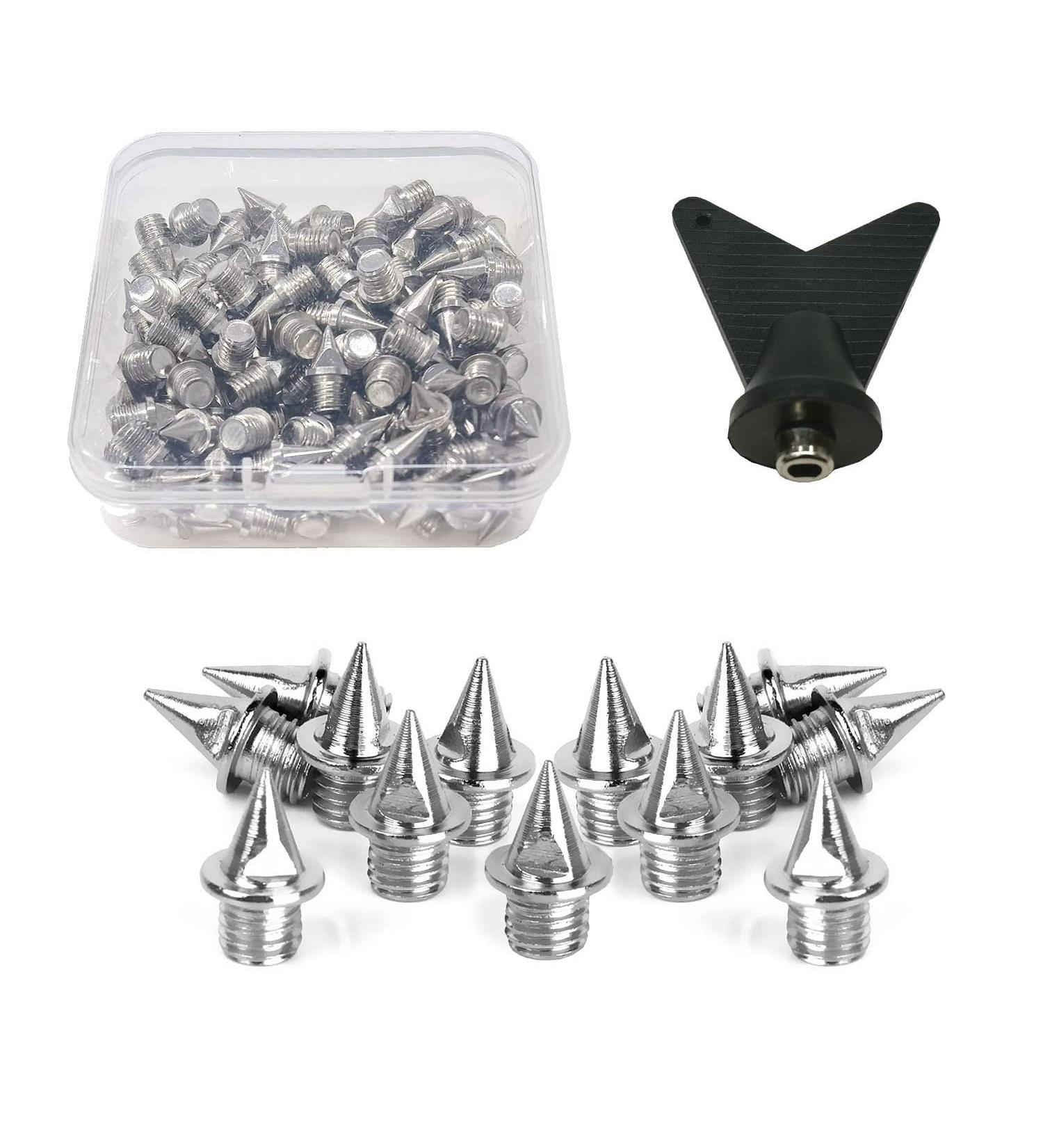VONLUXE 1/4 Inch Stainless Steel Track Spikes - 110pcs Pyramid Spikes with Wrench for Sprint & Cross Country Shoes - Buy Online on GoSupps.com