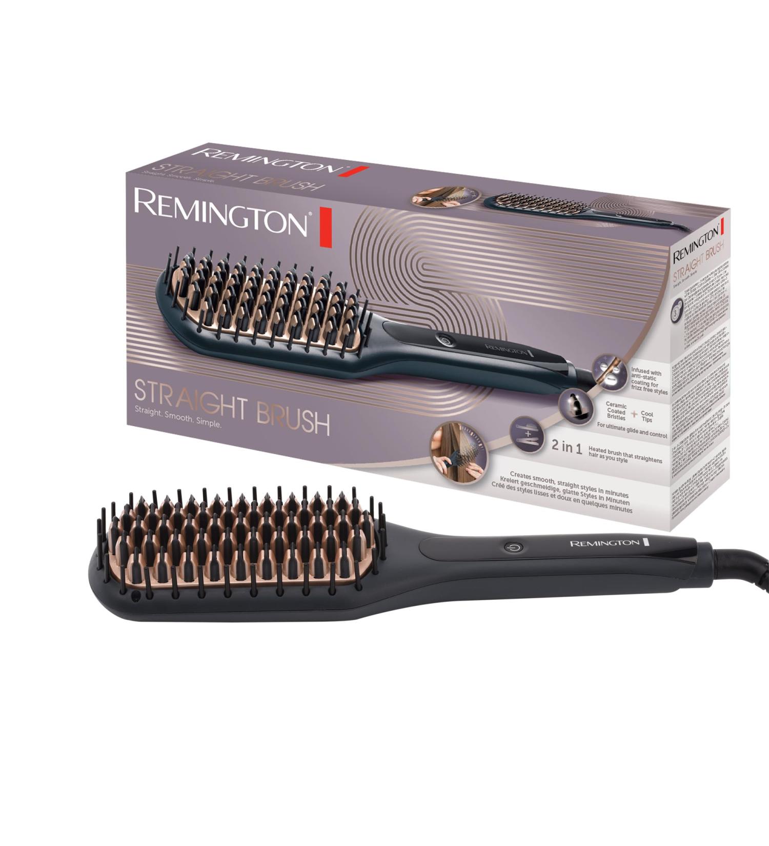 Remington 2-in-1 Smoothing Brush CB7400 Fast Hair Styling with Ceramic Coating & Digital Display | International Shipping - Buy Online on GoSupps.com