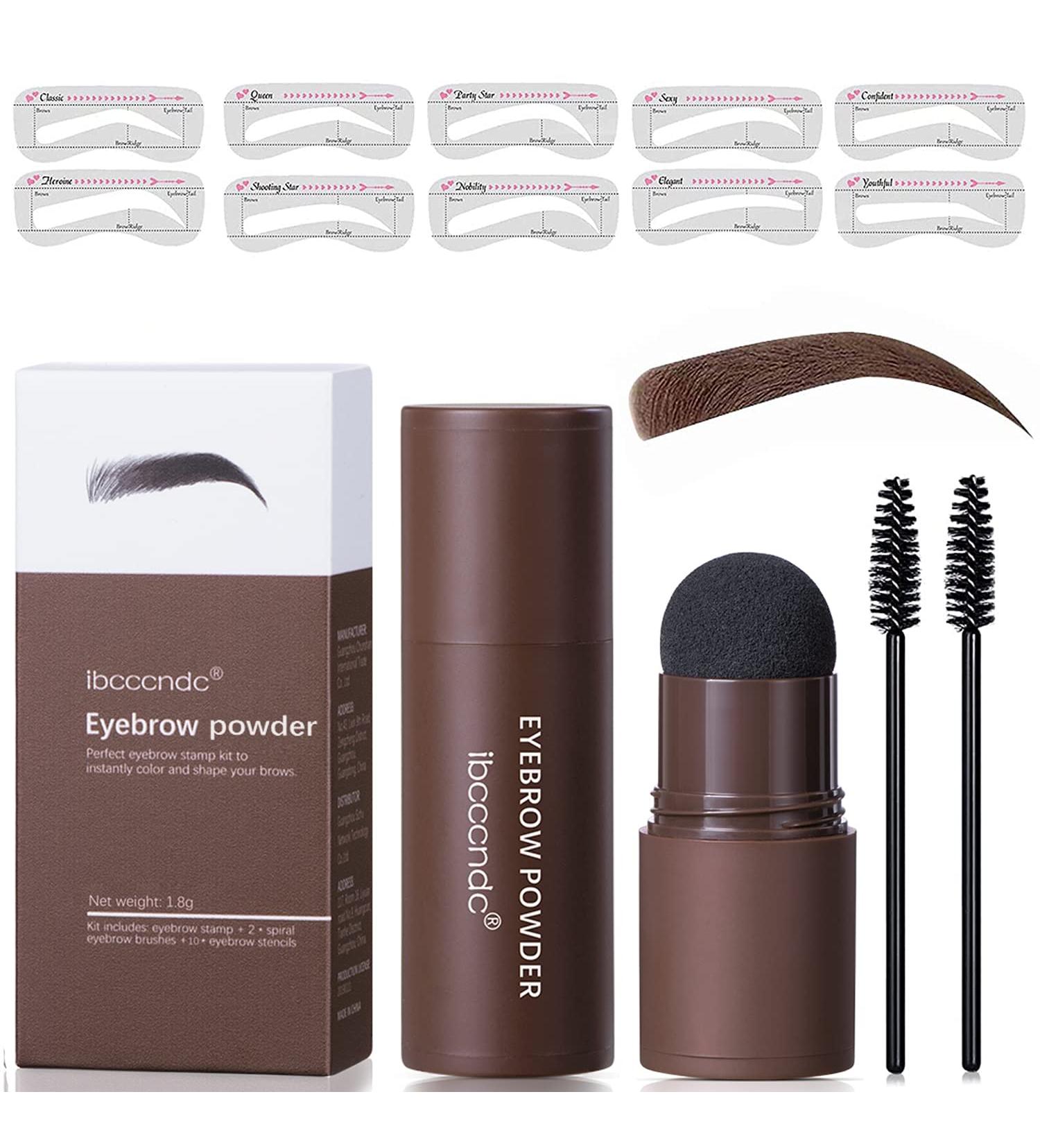 IBCCCNDC One Step Eyebrow Stamp Shaping Kit - Dark Brown Waterproof Eyebrow Makeup with 10 Stencils and Brushes - Buy Online on GoSupps.com