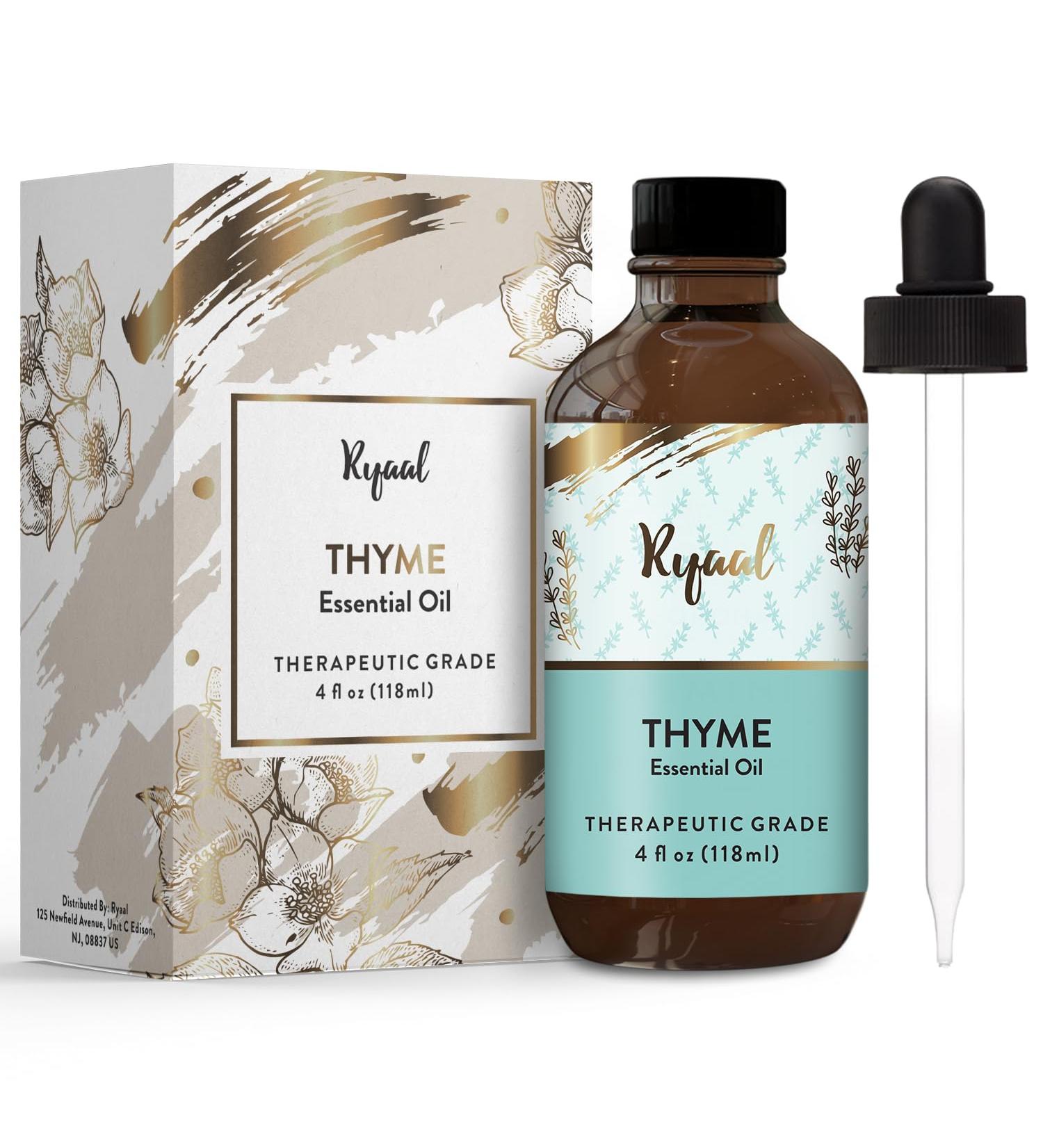 Thyme Essential Oil for Diffuser & Aromatherapy | Natural Undiluted Therapeutic Oil for Skin | Premium Grade 4 Fl Oz with Glass Dropper - Buy Online on GoSupps.com