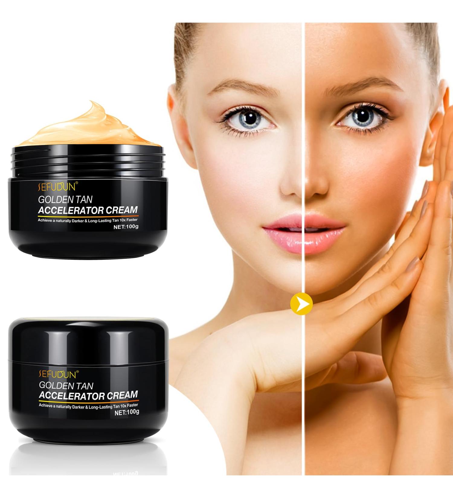 100g*2 Tanning Accelerator Cream Long-Lasting Rapid Tanning Cream Sunbed Tanning Accelerator Cream Sunbed Cream Effective in Sunbeds & Outdoor Sun Achieve a Natural Tan with Natural Ingredient - Buy Online on GoSupps.com