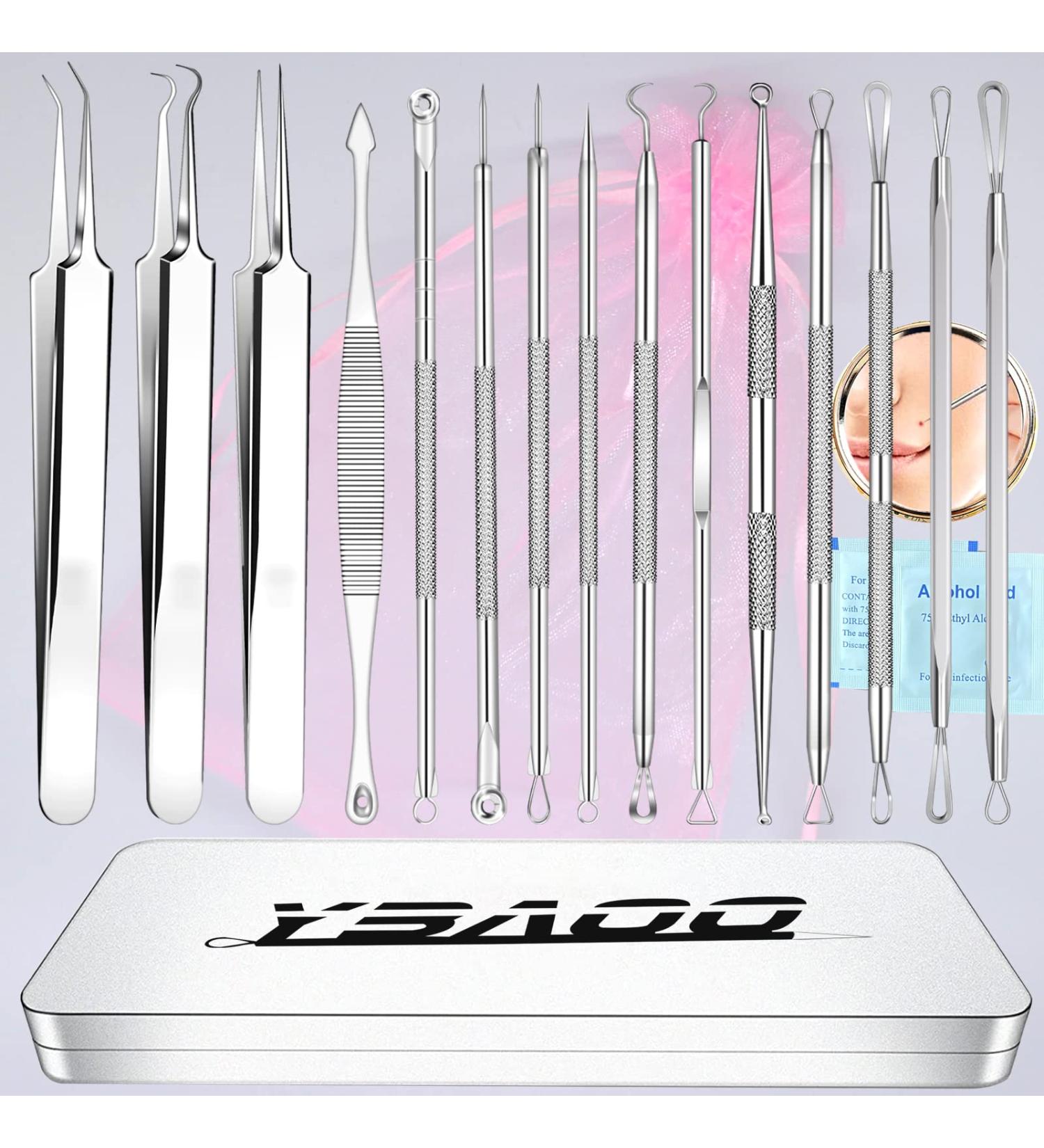 Ybaoo 18PCS Blackhead Remover Tools Kit - Professional Stainless Acne Extractor Set with Metal Case for Blemish Comedone Removal - 2022 Latest - Buy Online on GoSupps.com