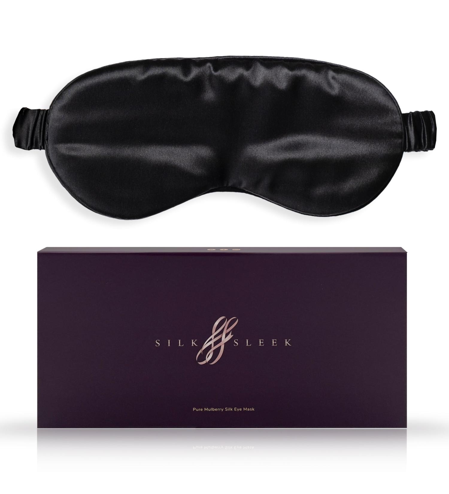 SilkSleek 22 Momme Pure Mulberry Silk Eye Mask for Sleeping | 100% Silk Filled | Super Soft & Comfortable | Blackout Sleep Mask | Travel Essential in Gift Box - Black - Buy Online on GoSupps.com