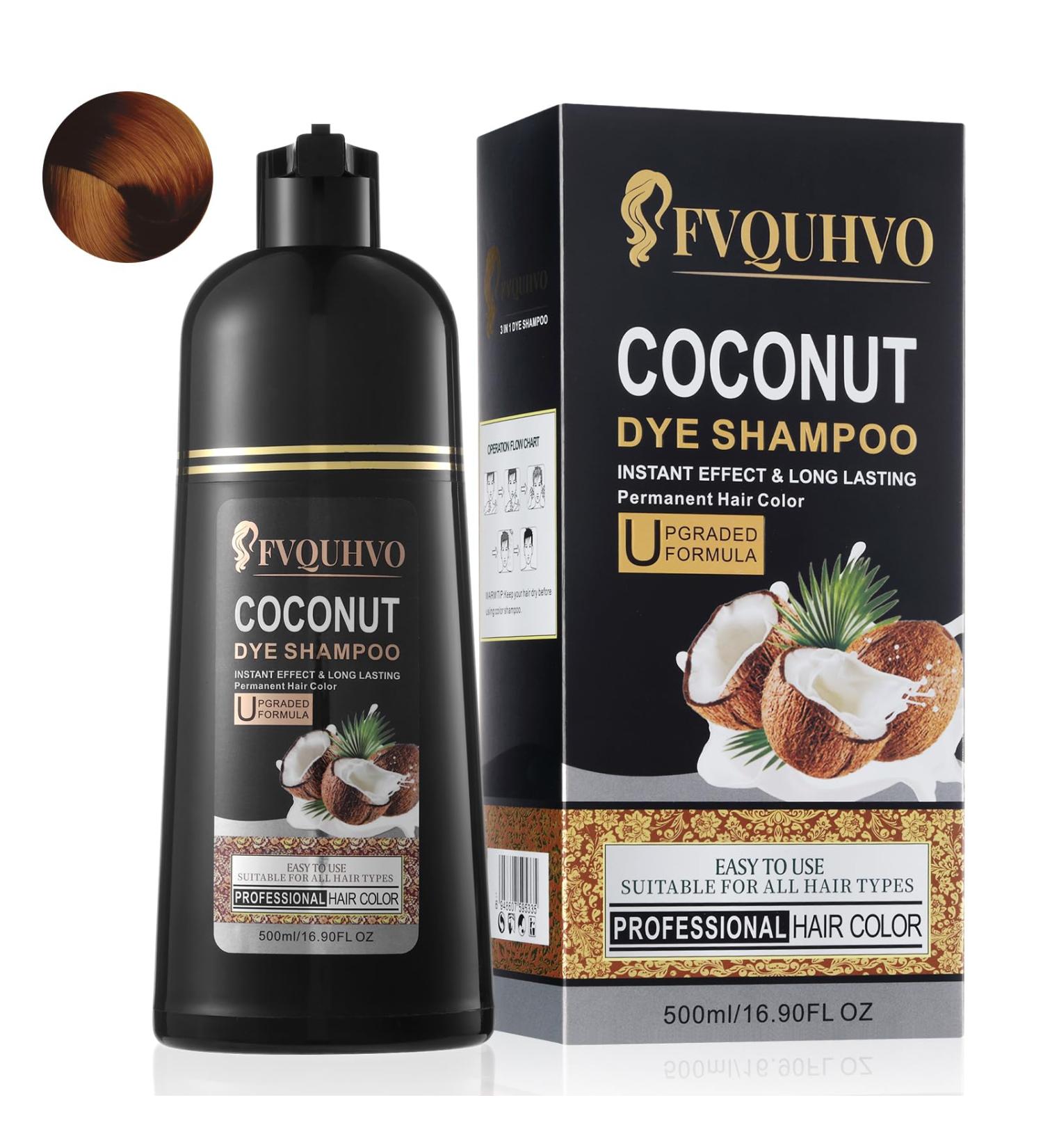 Dark Brown Hair Dye Shampoo for Gray Hair | Natural Coconut 3-in-1 Semi-Permanent Color | Long-Lasting Herbal Formula for Men & Women - 16.9 Fl Oz - Buy Online on GoSupps.com