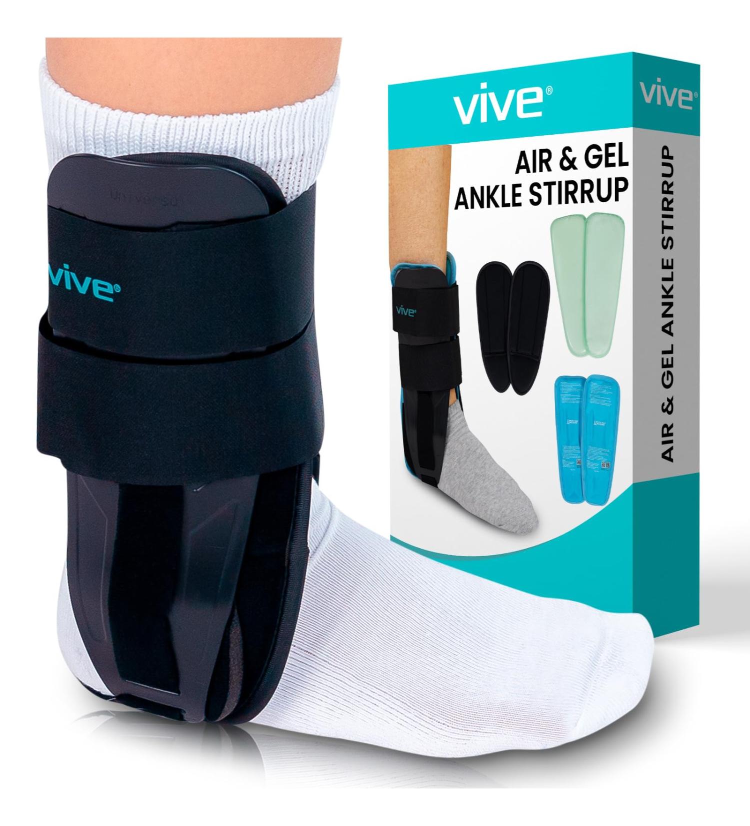 Vive Ankle Brace - Stabilizer Air Cast for Sprains & Fractures - Hot & Cold Therapy Support for Men & Women - 9 Inch Stirrup Splint - Buy Online on GoSupps.com