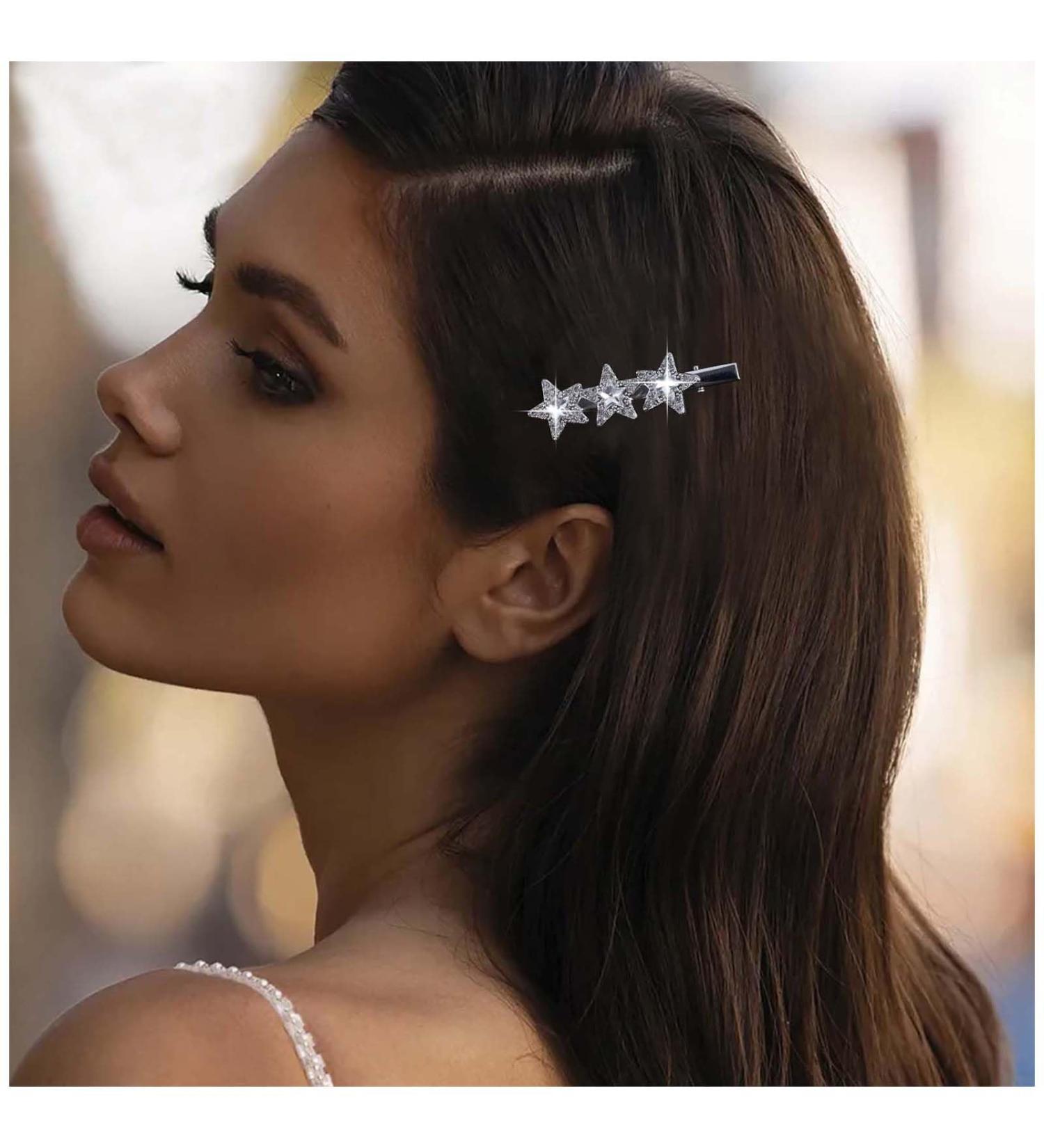 Aneneiceera Vintage Crystal Star Hair Clip Pin Silver Rhinestone Star Hair Barrette Clip Bling Rhinestone Hairpin Headwear Cute Star Hairpin Headpieces Hair Accessories for Women and Girls - Buy Online on GoSupps.com