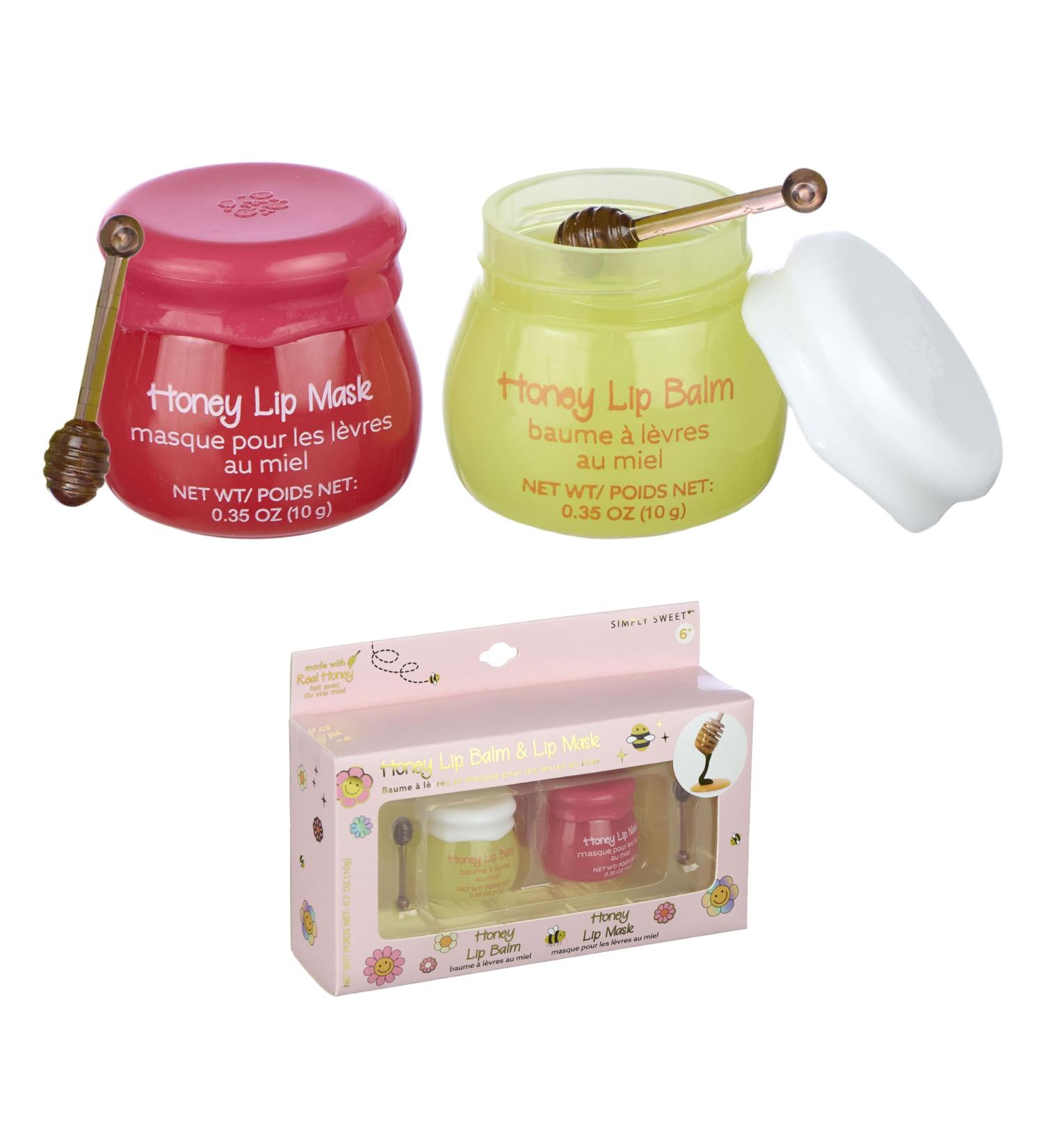 Expressions Honey Lip Balm & Lip Mask Set - 2pc Non-Toxic Lip Care Gift for Girls | Real Honey Jar with Dipper | Moisturizing Lip Gloss - Buy Online on GoSupps.com