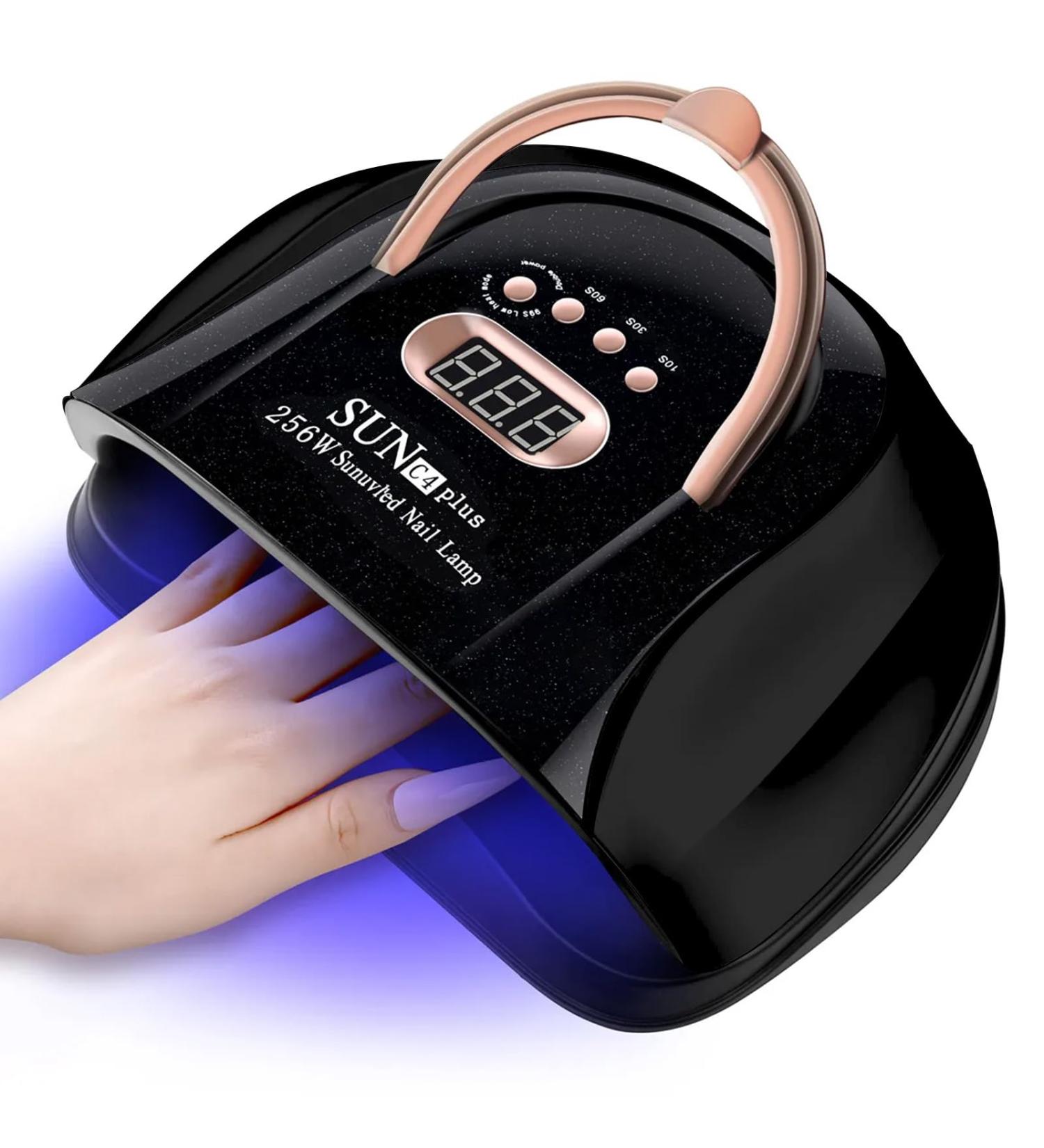 MainPi 256W UV LED Nail Lamp - Professional Nail Dryer with 57 Lamp Beads, 4 Timers, Auto Sensor, LCD Display - Fast Gel Polish Curing (Black) - Buy Online on GoSupps.com
