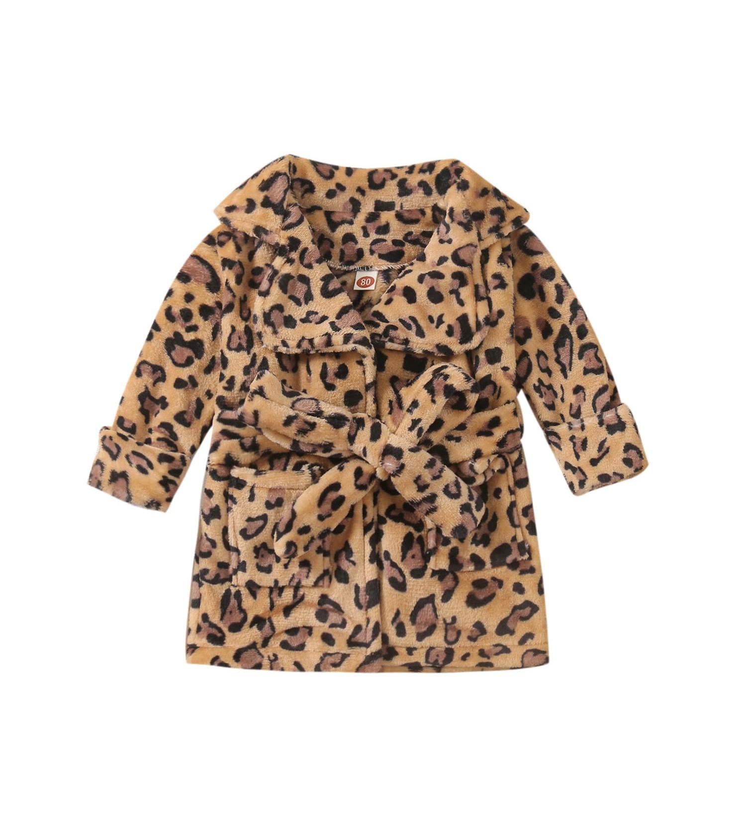 Soft Leopard Print Bathrobe for Toddlers | Jelly Baby Boys & Girls Flannel Nightwear 3-4 Years - Buy Online on GoSupps.com