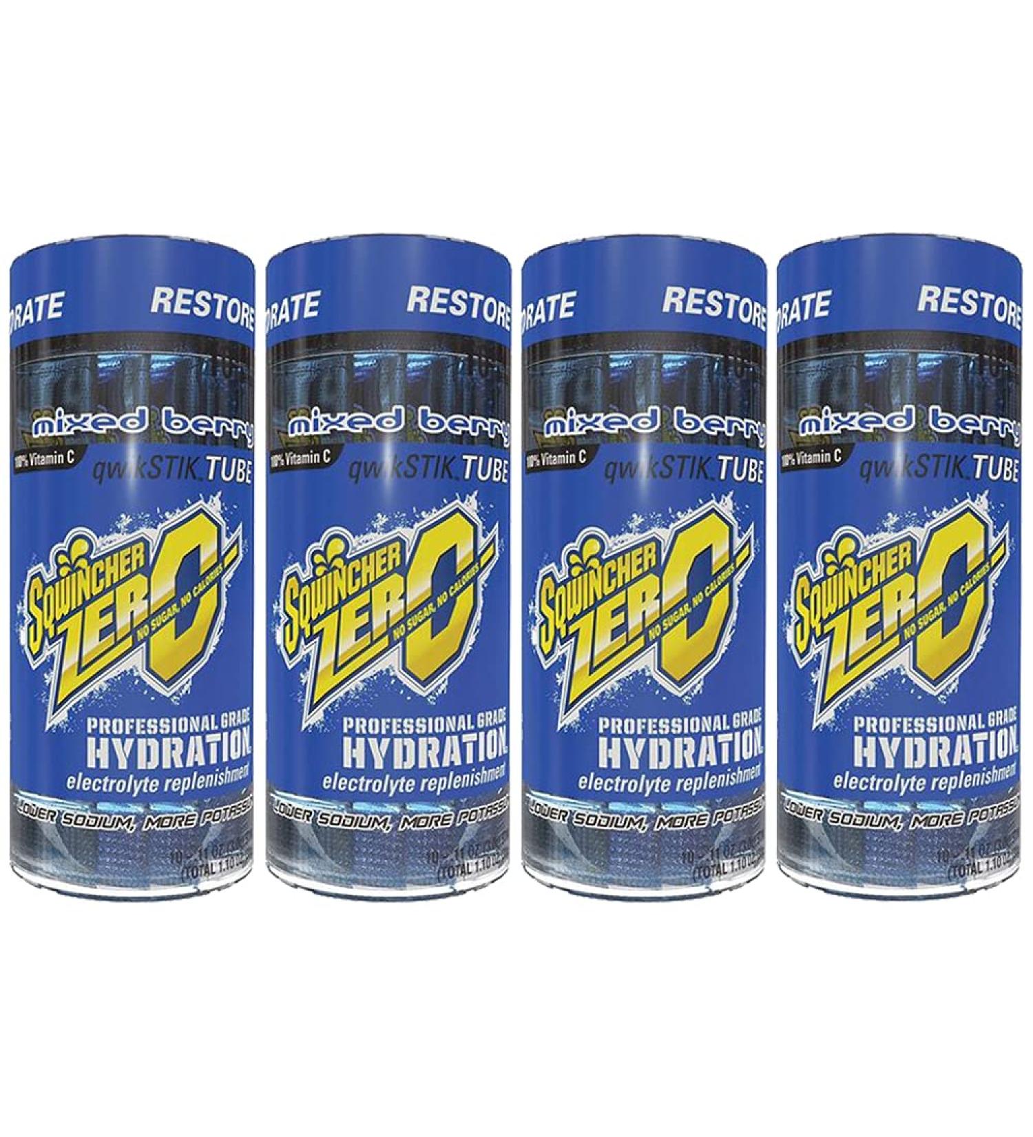 Sqwincher Zero Qwik Stik Sugar Free Electrolyte Powdered Drink Mix Low Calorie - Assorted Flavors And Sizes (Mixed Berry 40 Sticks)