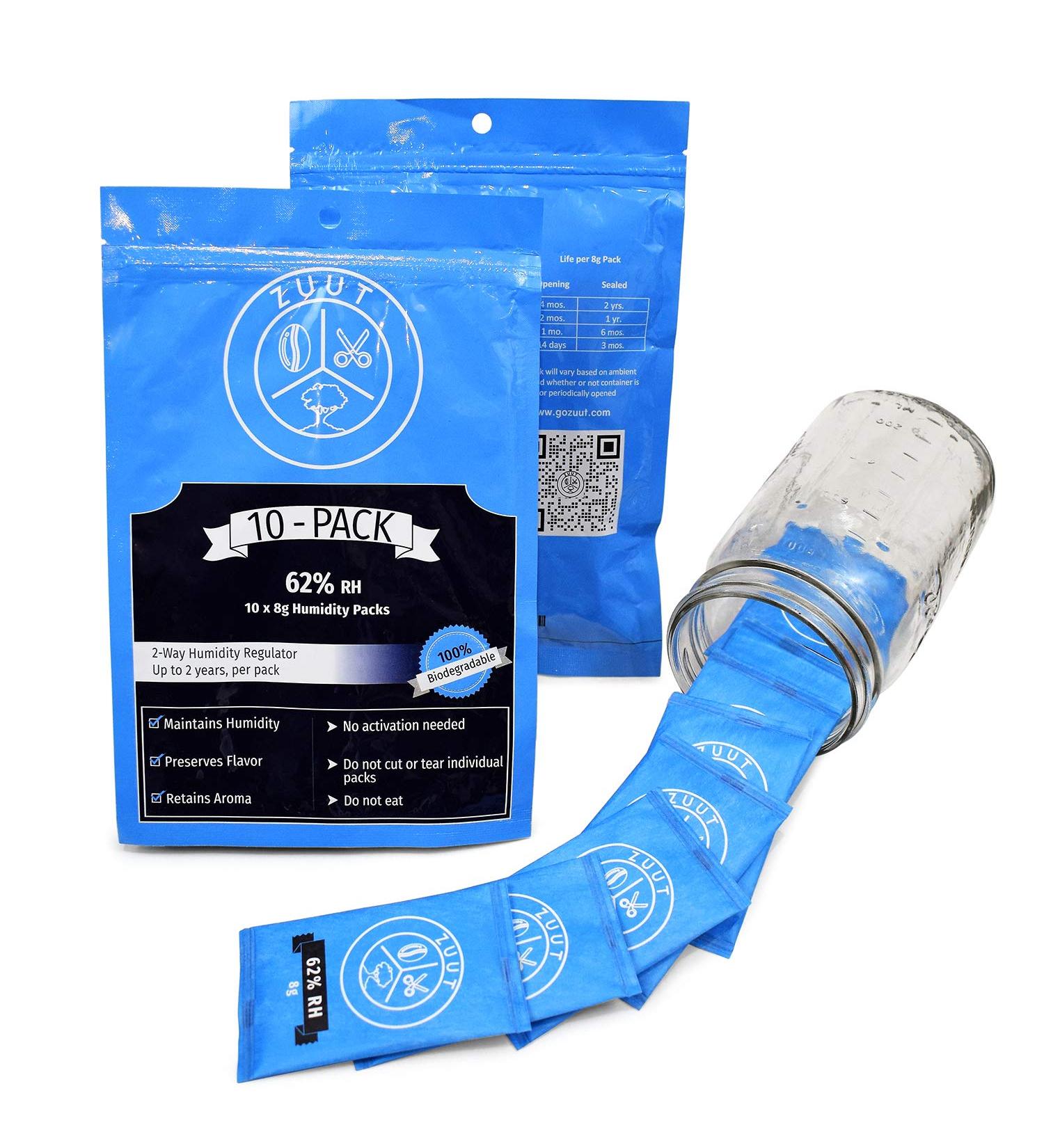 2-Way Humidity Regulator Packs 62% RH 8g - 10 Pack (IMPROVED) | Maintain Perfect Moisture Levels - Buy Online on GoSupps.com