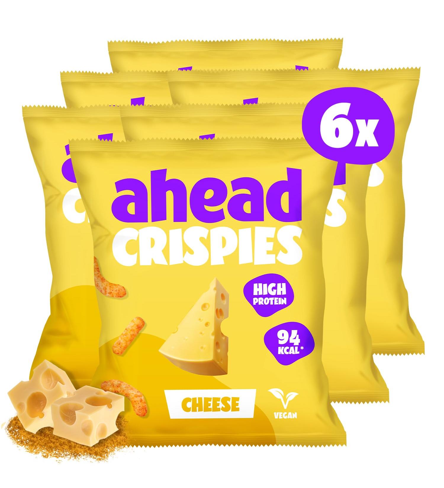 Ahead Crispies Cheese - High Protein Chips | 24% Protein Low Fat Vegan Gluten-Free Delicious Healthy Snacks - No Added Sugar No Palm Oil - Buy Online on GoSupps.com