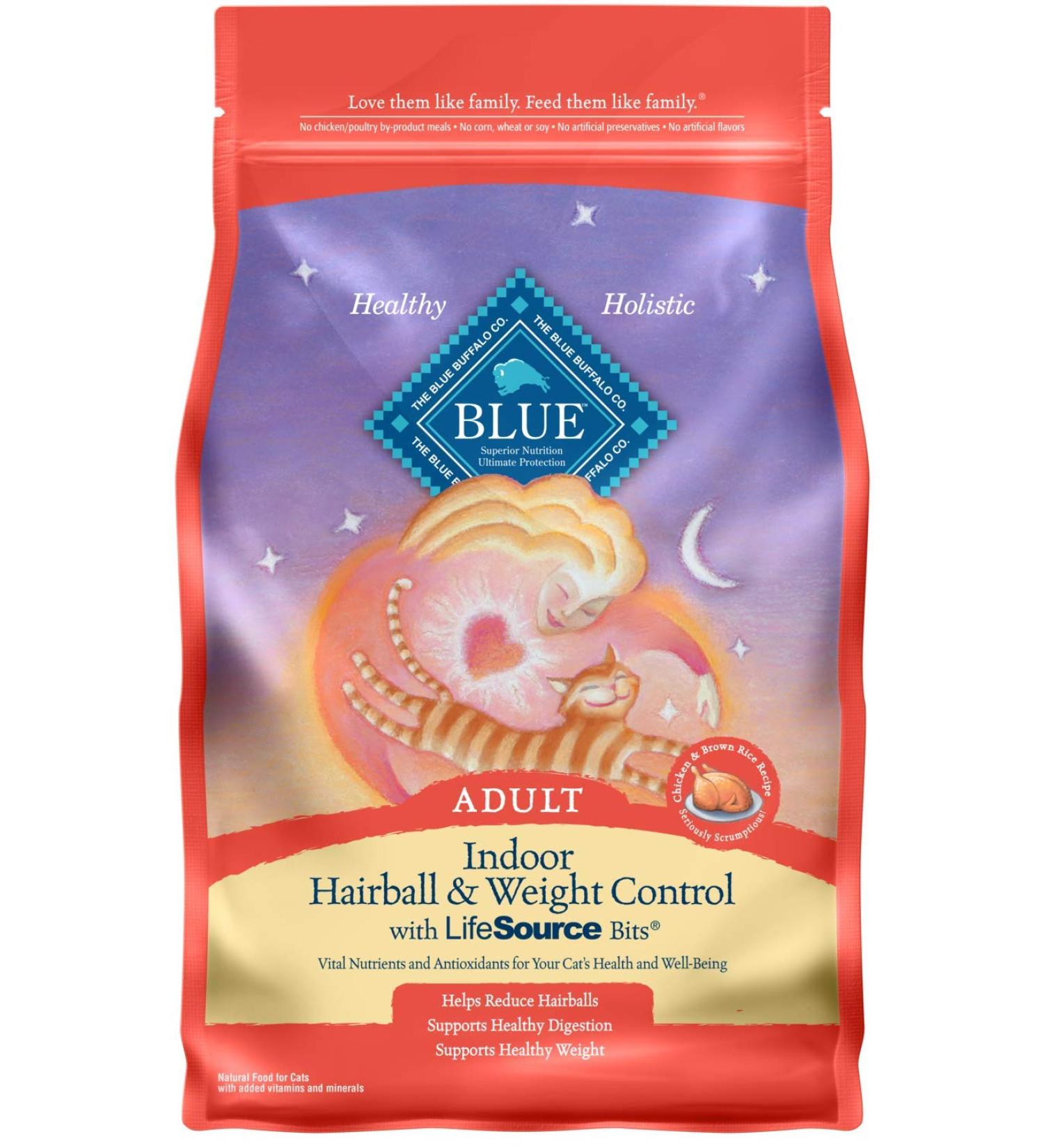 Blue Buffalo Indoor Hairball Control & Weight Control Adult Dry Cat Food 7lb - Chicken & Brown Rice - Buy Online on GoSupps.com