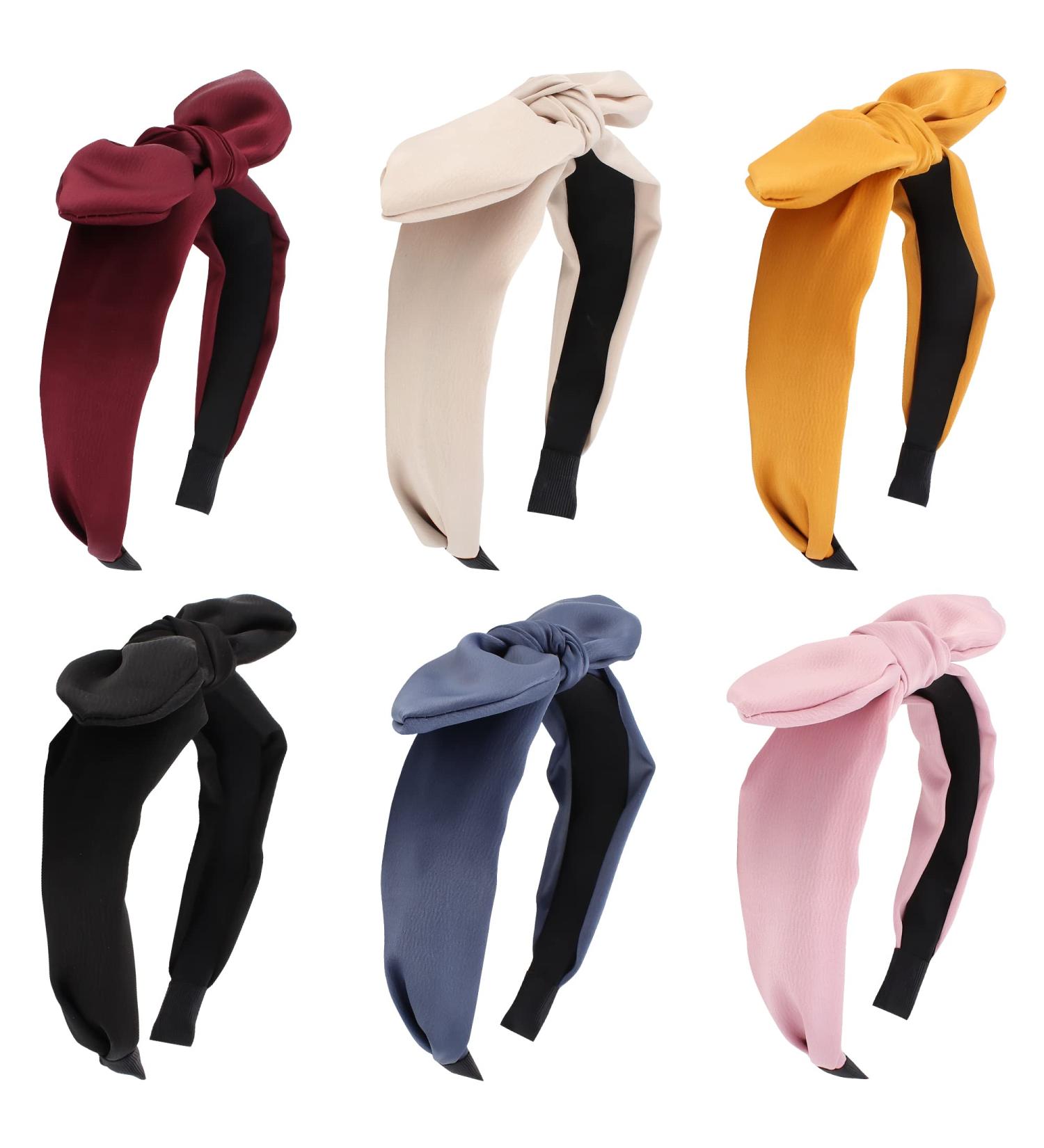 TOBATOBA Bow Headbands for Women - 6Pcs Fashion Bunny Ear Top Knot Turban Headbands - Solid Color Hair Accessories for Girls - Buy Online on GoSupps.com