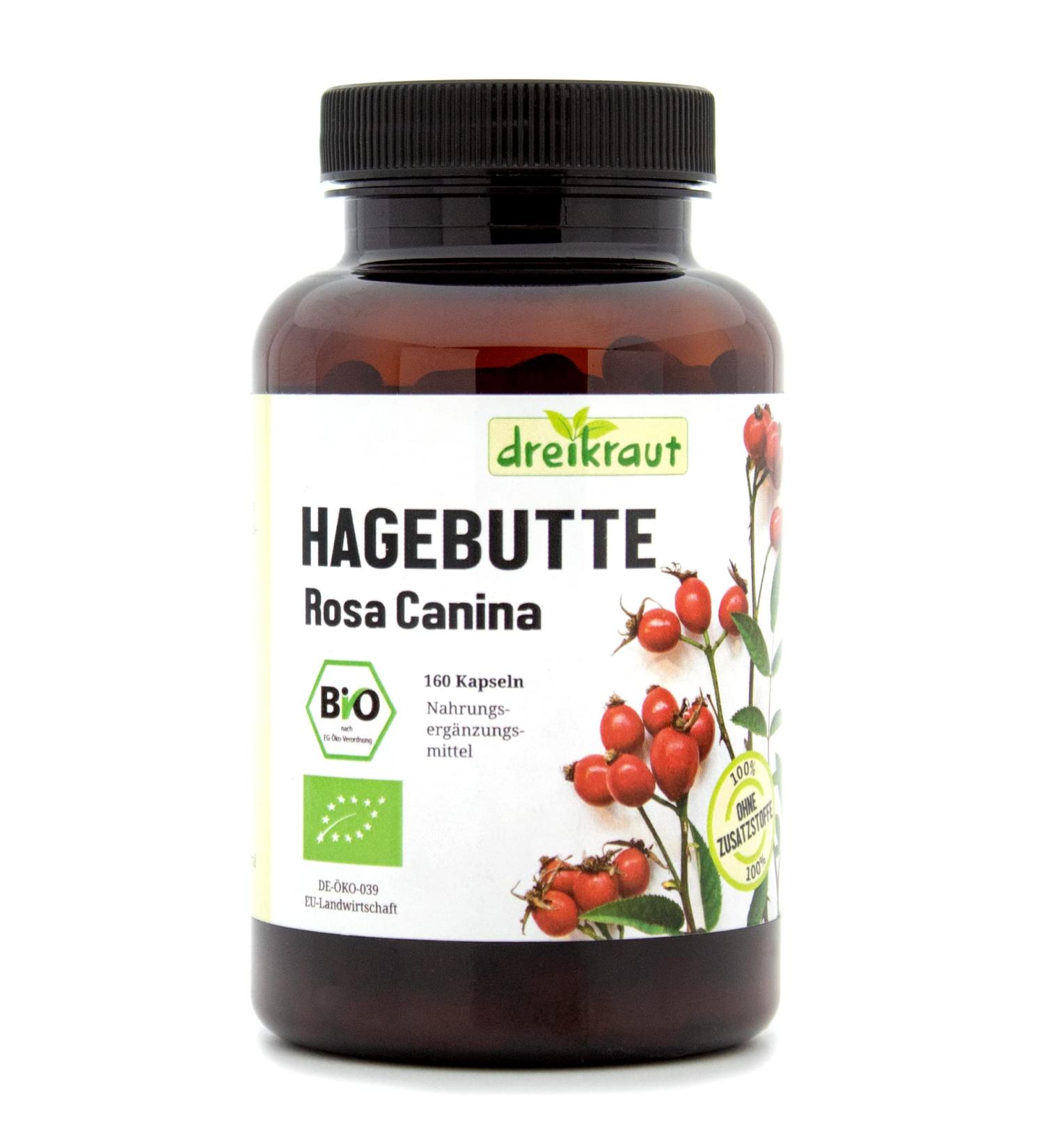Buy Dreikraut Organic Rosehip Capsules | 160 Pieces | 500mg | No Additives | Joint Health | Made in Germany - Buy Online on GoSupps.com