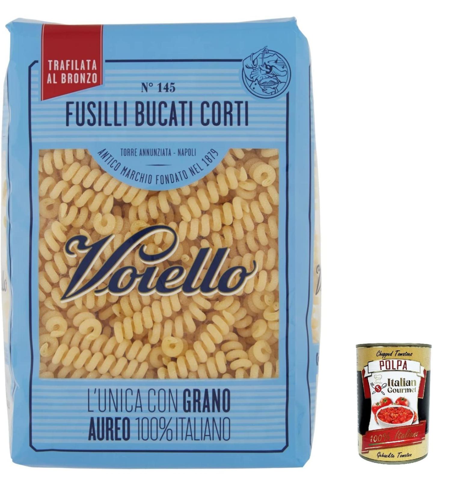  Italian Gourmet E.R. Voiello Pack of 20 fusilli bucati corti pasta 100% Italian N145 500g + Italian Gourmet Polpa 400g - Buy Online on GoSupps.com
