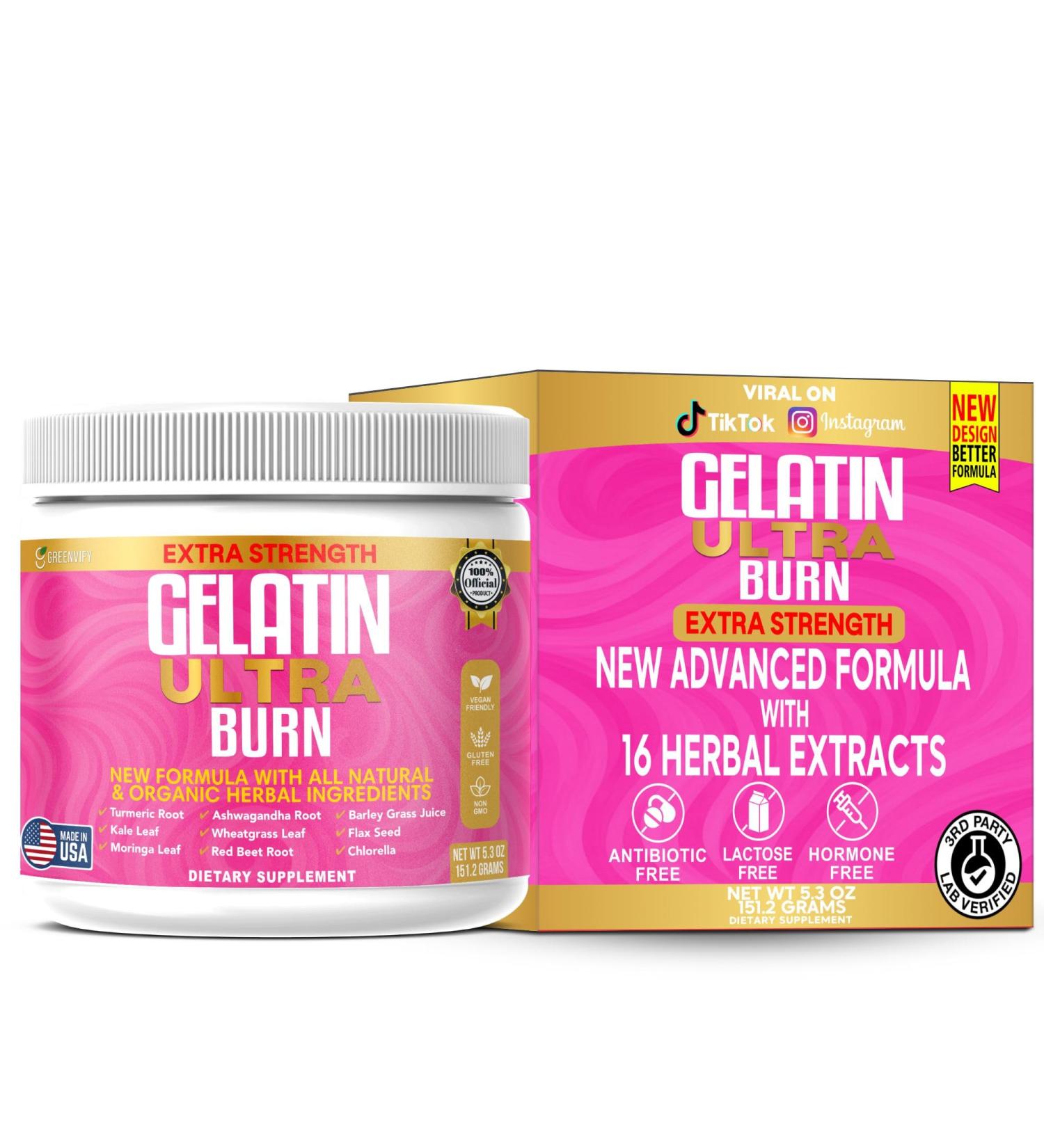 GelatinBurn Powder - Official GelatinBurn Premium Supplement Advanced Formula All Natural GelatinBurn Daily Formula Powder for Overall Health Lifestyle & Wellness Support 60 Servings (1) - Buy Online on GoSupps.com