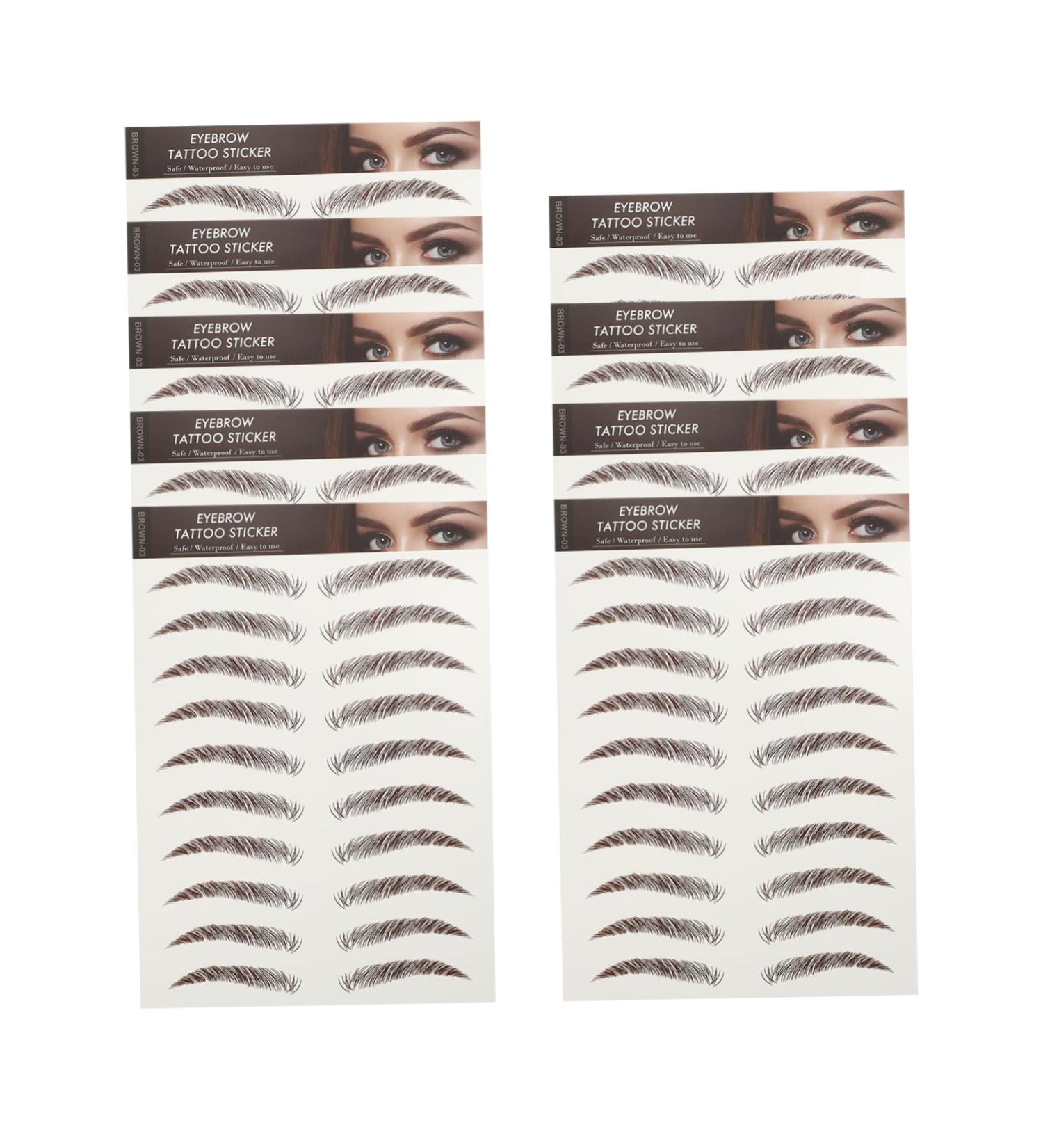 VINTORKY Fake Eyebrow Stickers 9 Sheets Waterproof Eyebrow Stickers Authentic Eyebrows Stickers Eyebrow Tool 3 Proof 21x14.7cm Brown - Buy Online on GoSupps.com