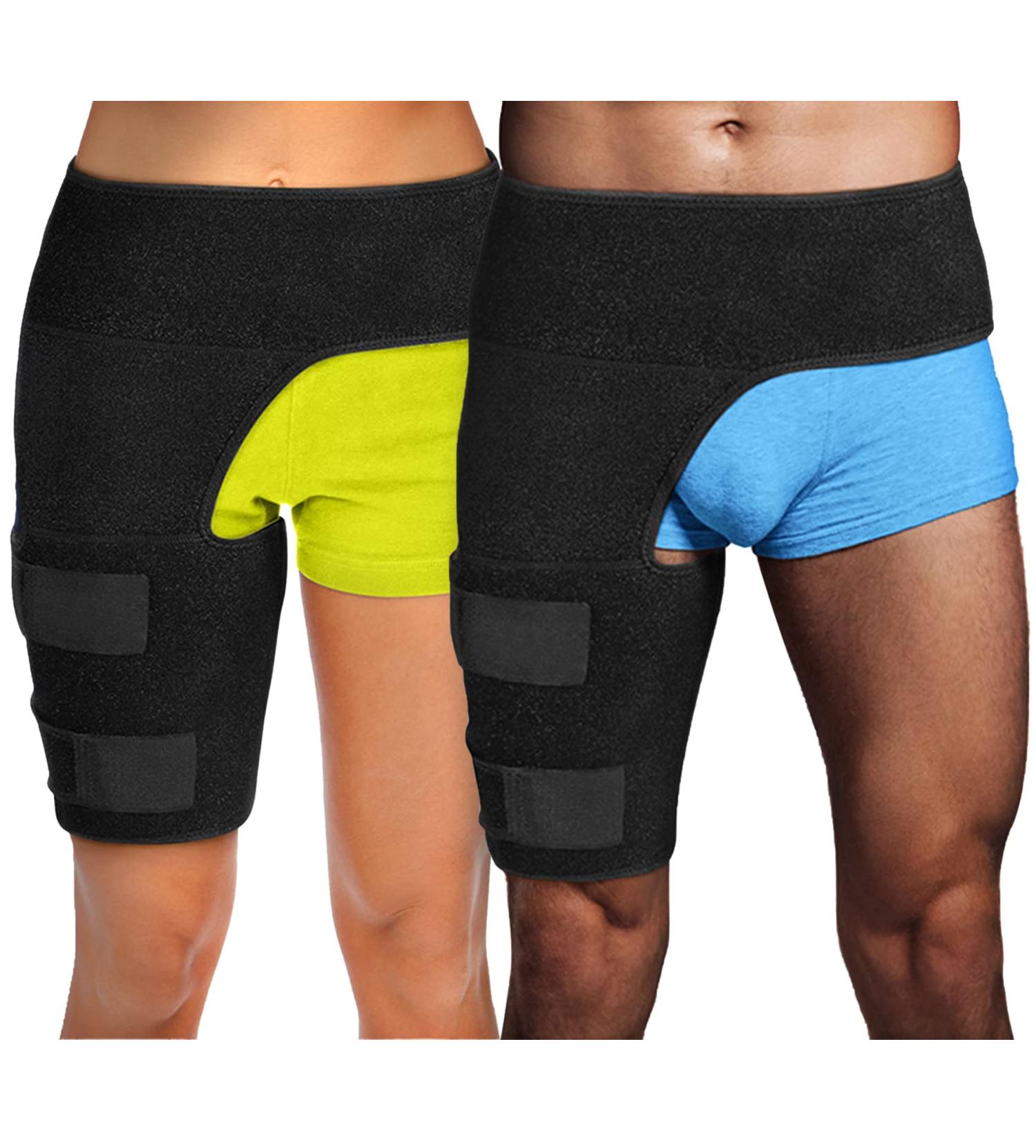 Hip Brace Thigh Compression Sleeve - Large Right | Support for Hip Pain Relief & Sciatica | Groin Compression Wrap for Hip Replacement - Buy Online on GoSupps.com