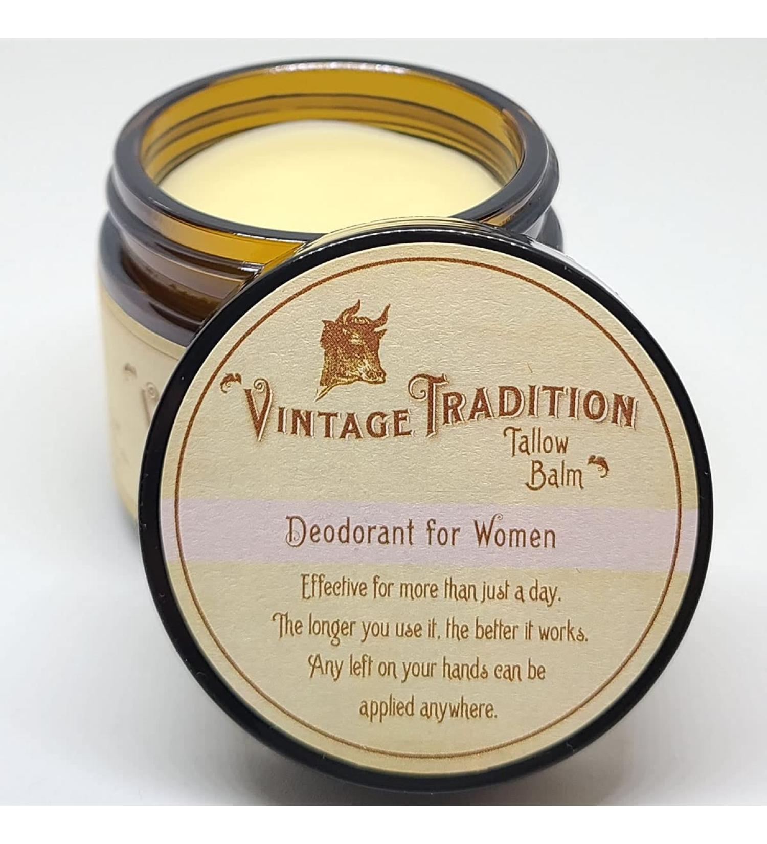 Beef Tallow Natural Deodorant for Women Chemical-Free Travel Size with Olive Oil & Essential Oils | Vintage Tradition - Buy Online on GoSupps.com