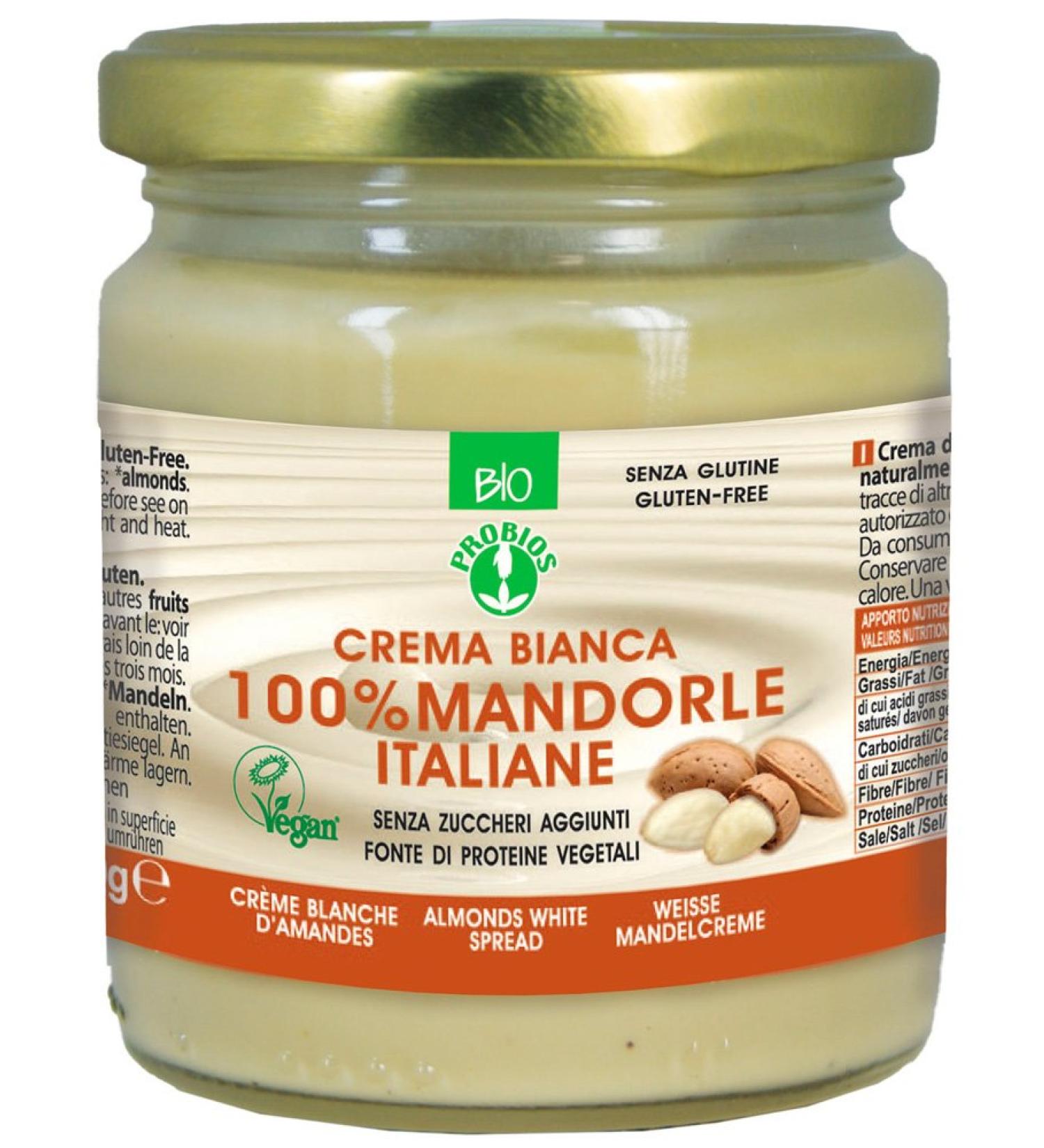 Probios - Gluten Free White Almond Puree, Crema di Mandorle bianca, Pack of 6 x 200g