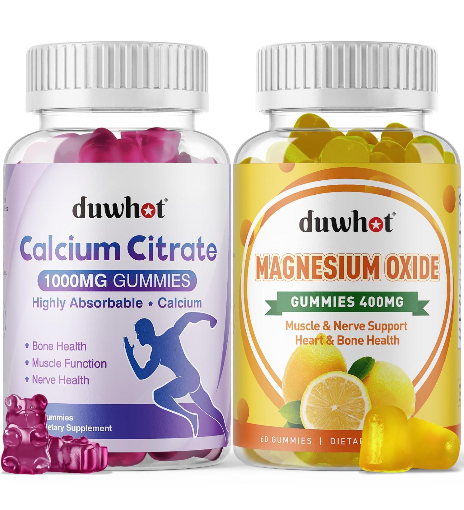 Calcium Citrate Gummies 1000mg & Magnesium Oxide Gummies 400mg Chewable Calcium Magnesium Supplements for Women & Men Bone Muscle Nerve Health - Buy Online on GoSupps.com